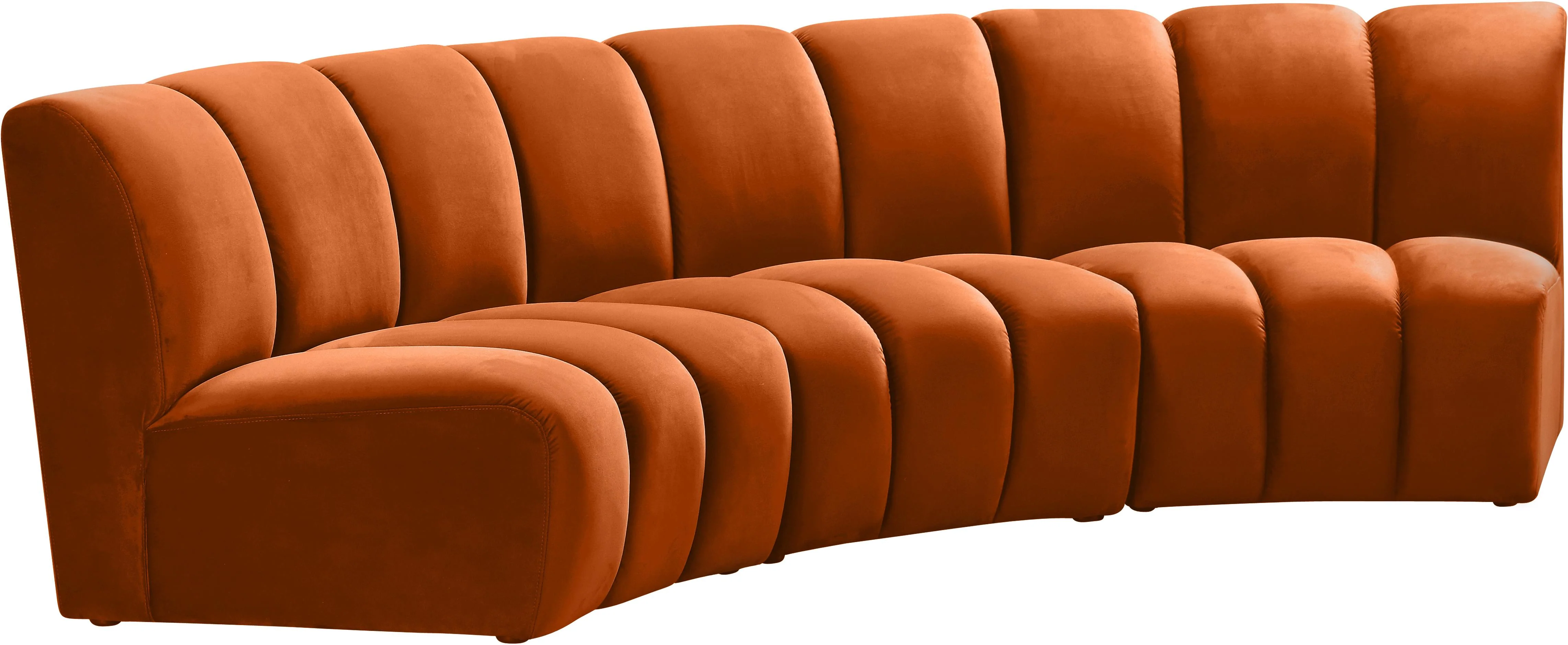 Infinity Cognac Velvet 3pc. Modular Sectional - Image 2