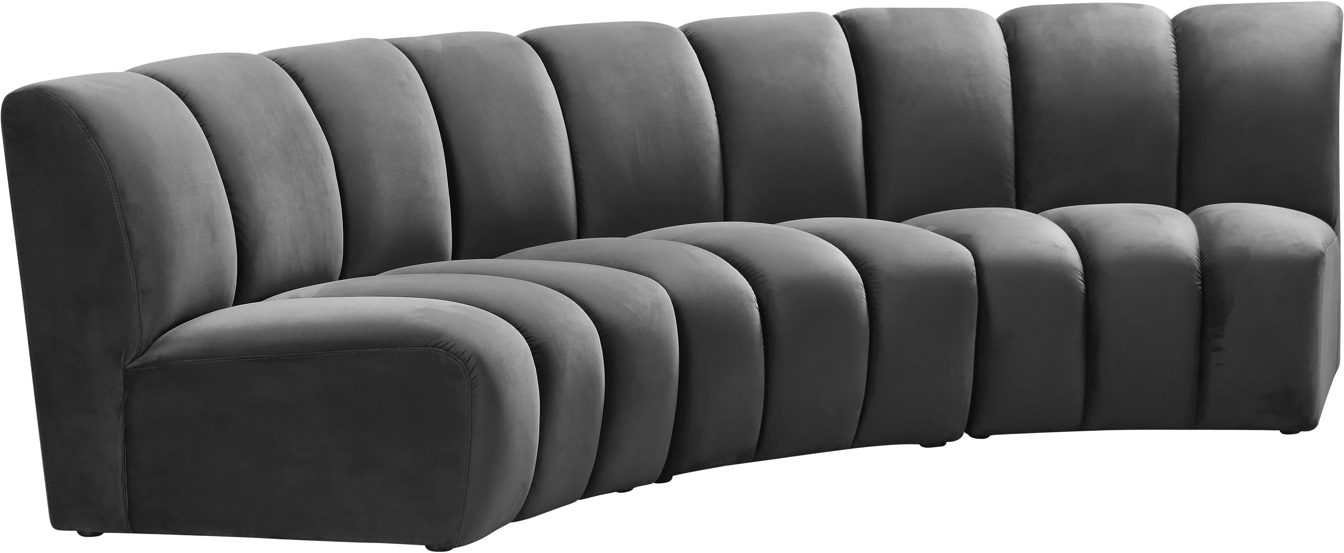 Infinity Grey Velvet 3pc. Modular Sectional - Image 2