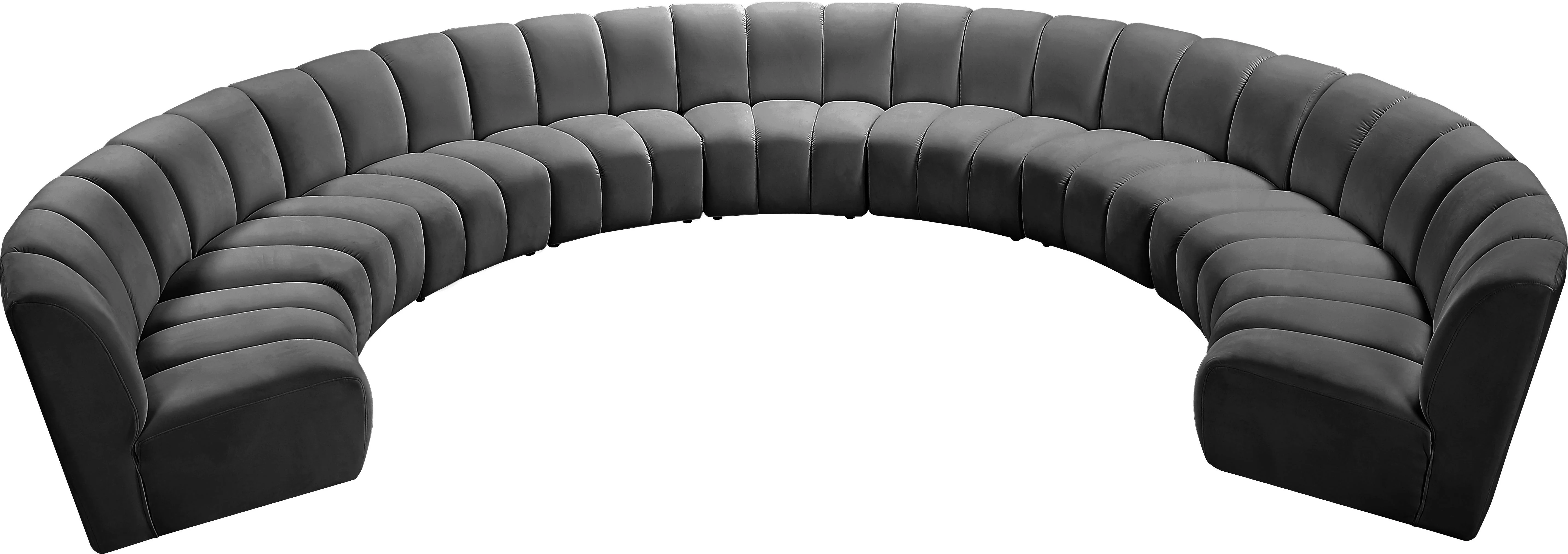 Infinity Grey Velvet 9pc. Modular Sectional - Image 4