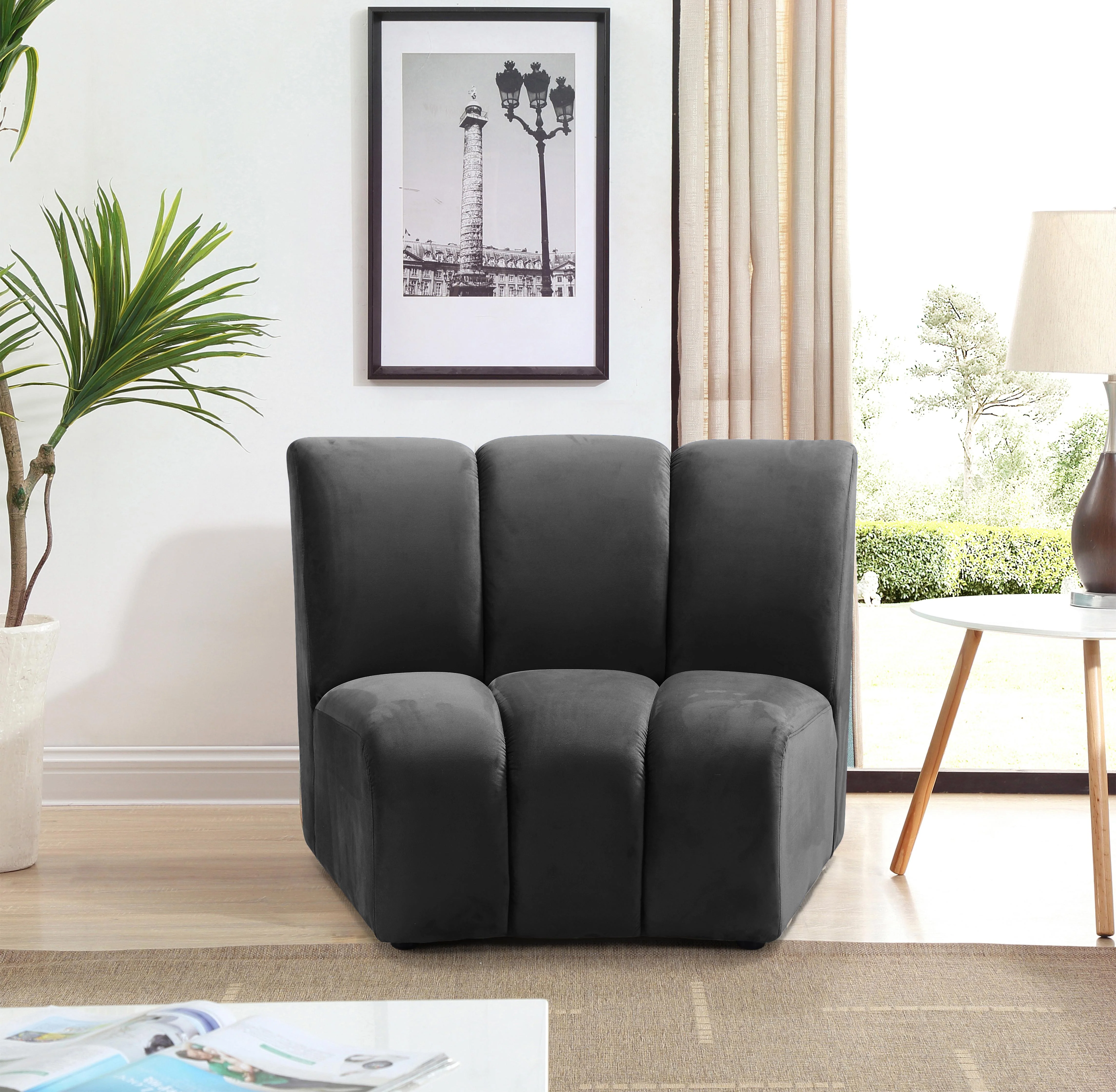 Infinity Grey Velvet Modular Chair - Image 2