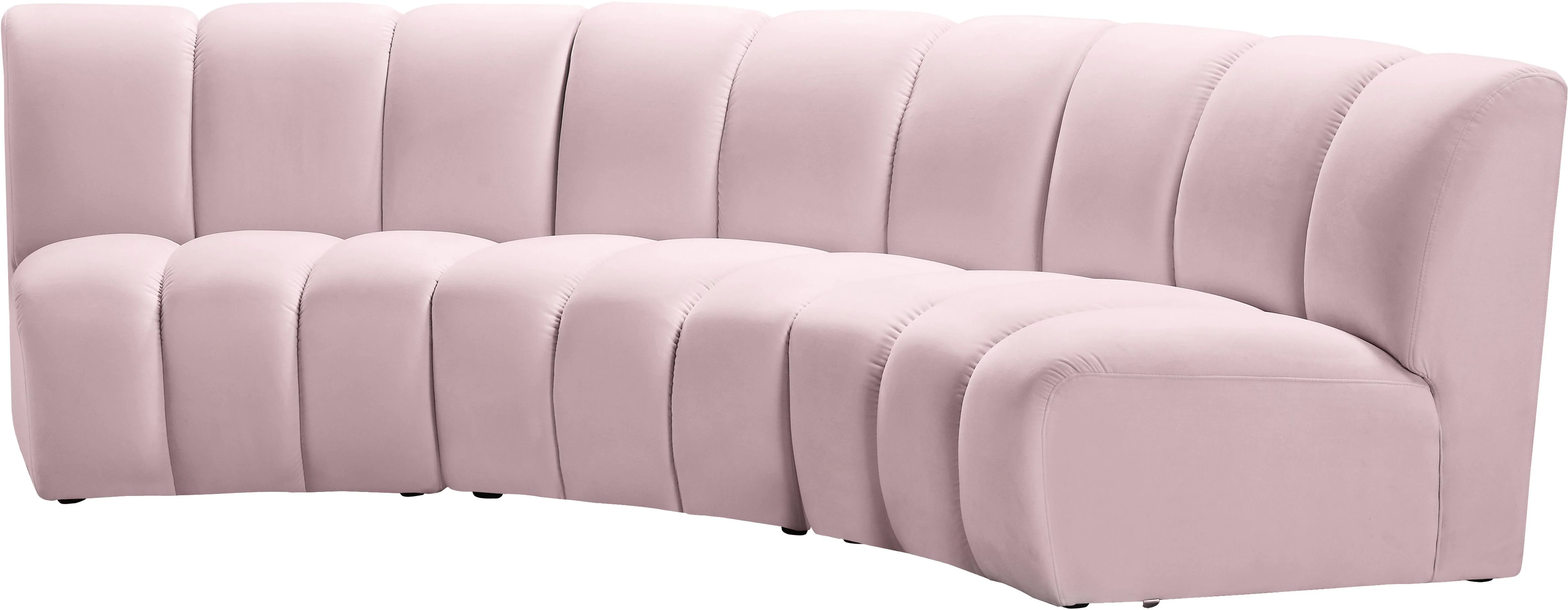 Infinity Pink Velvet 3pc. Modular Sectional - Image 2