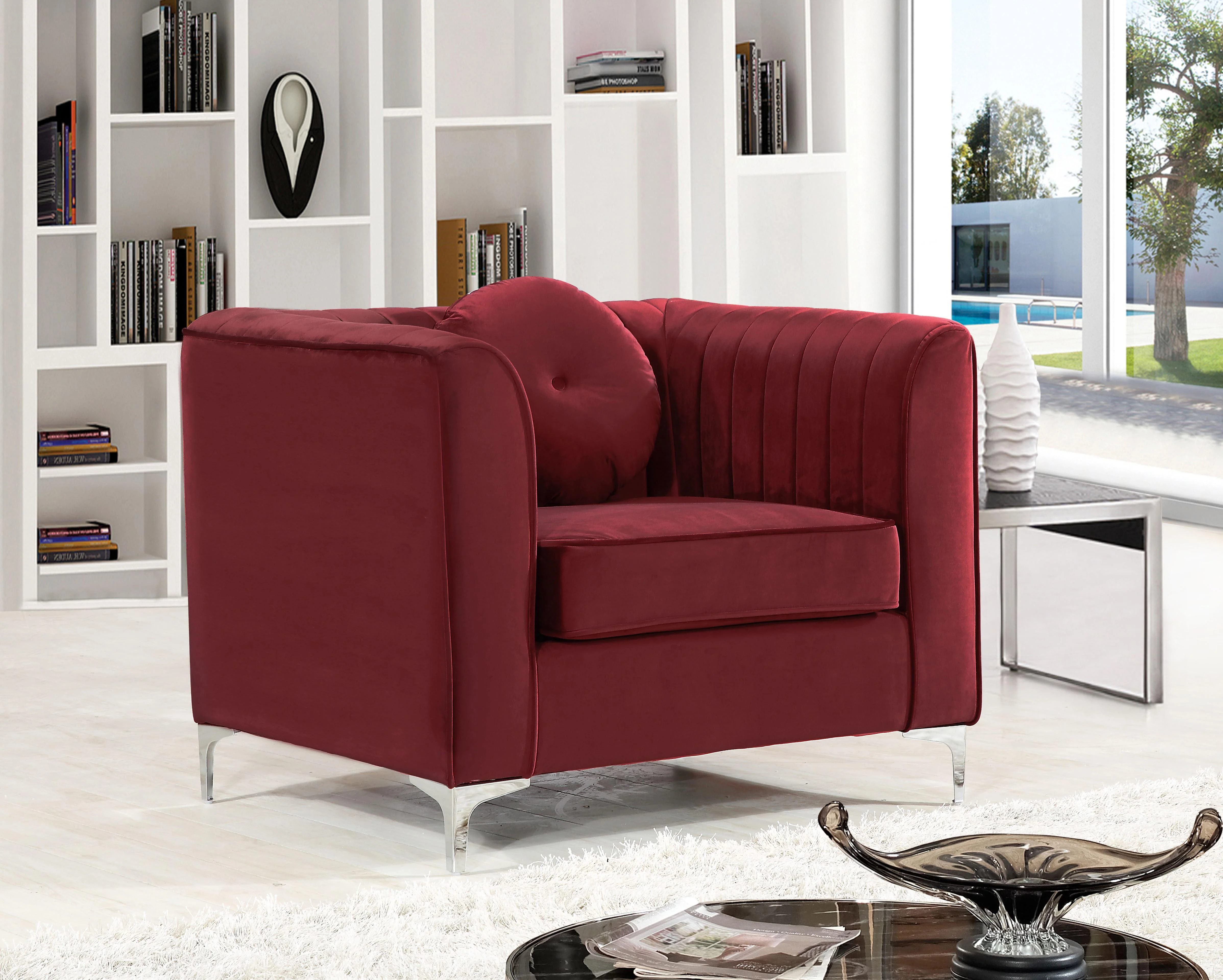 Isabelle Burgundy Velvet Chair - Image 2