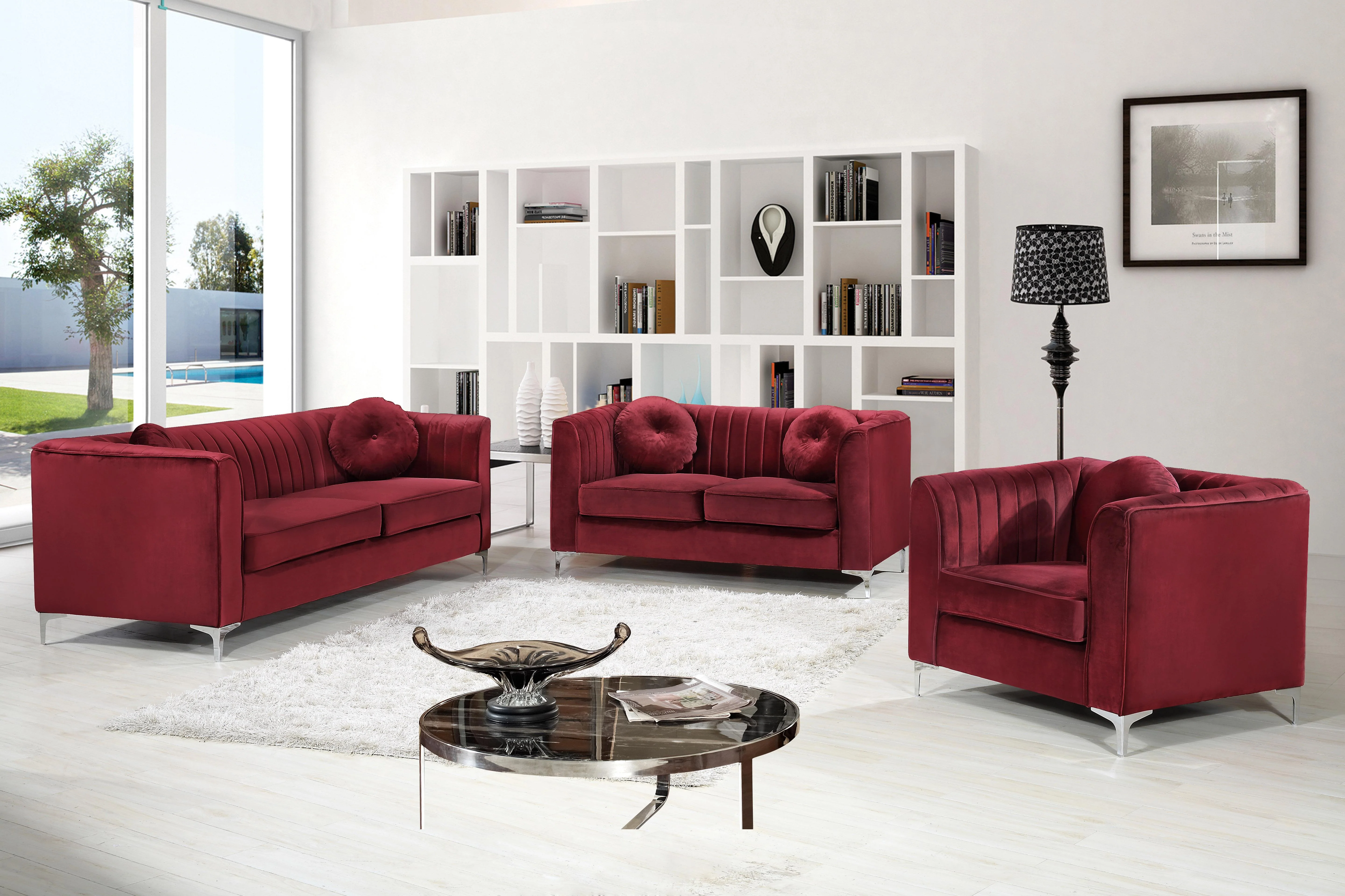 Isabelle Burgundy Velvet Sofa - Image 4