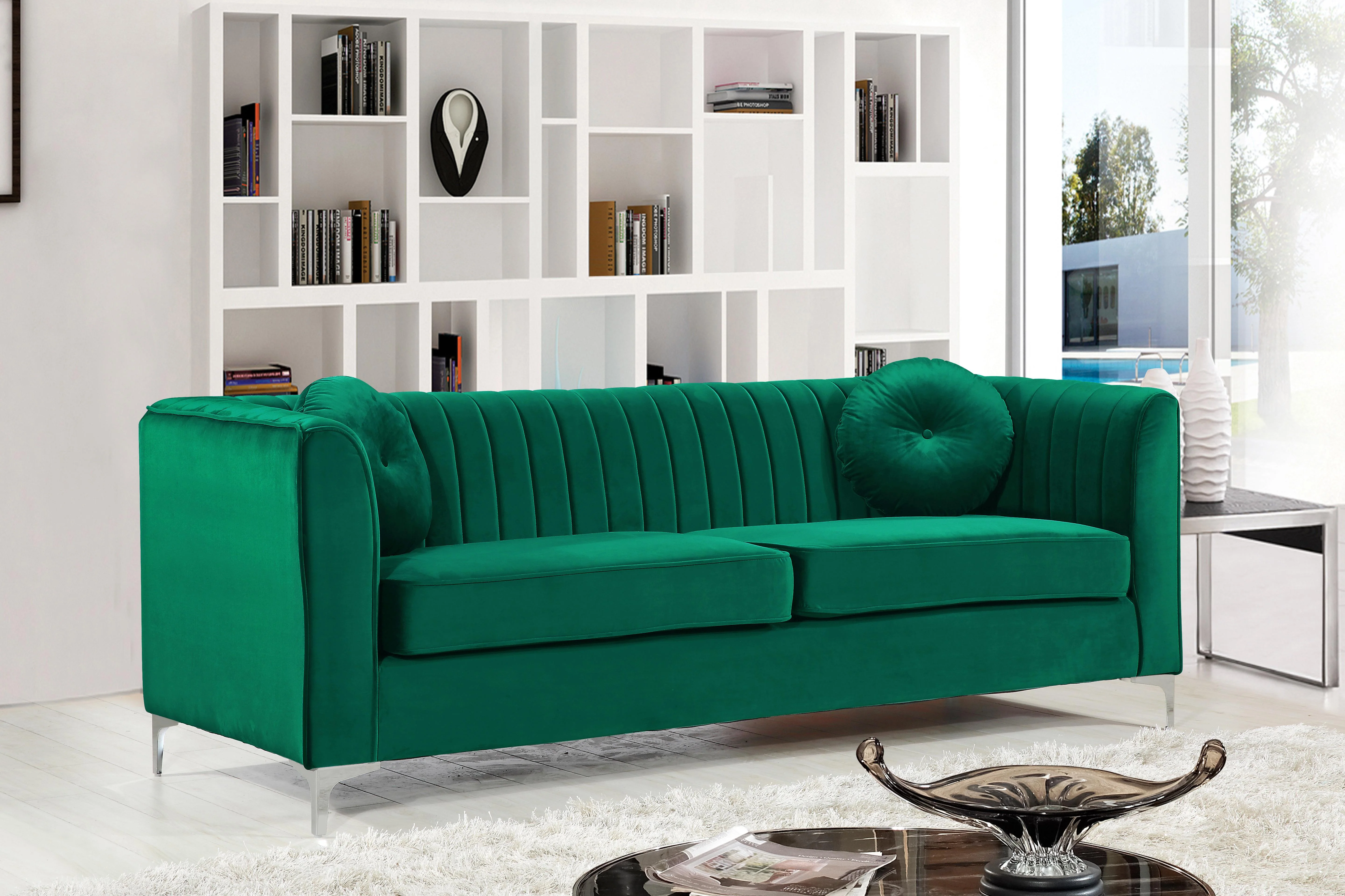 Isabelle Green Velvet Sofa - Image 2