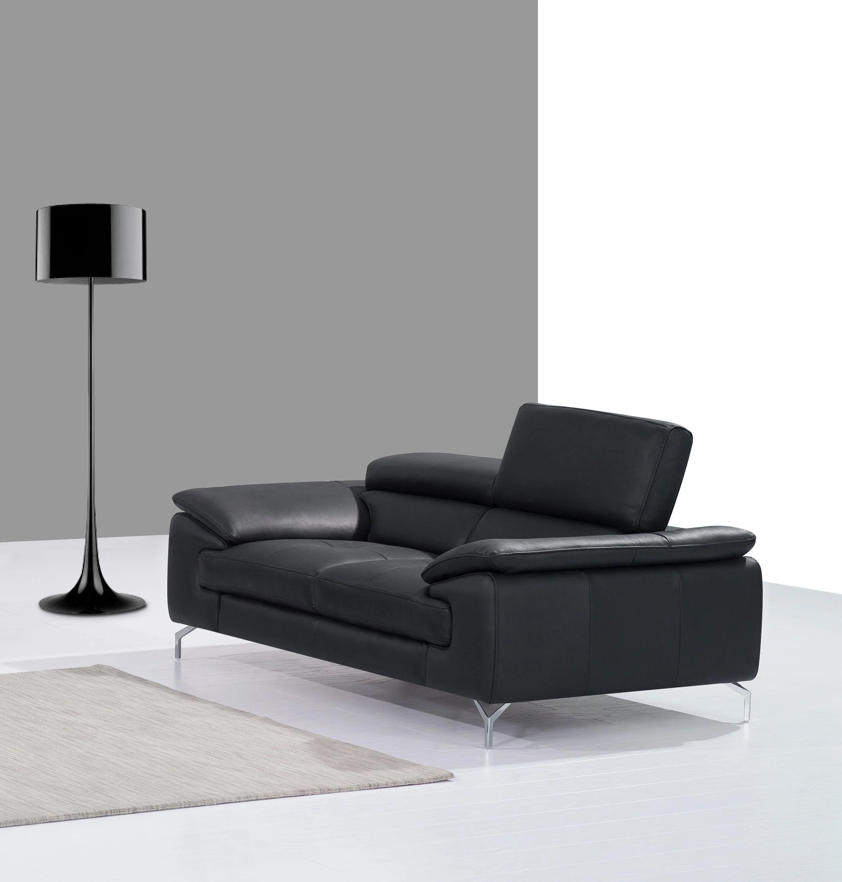 J&M Furniture A973 Italian Leather Loveseat in Black