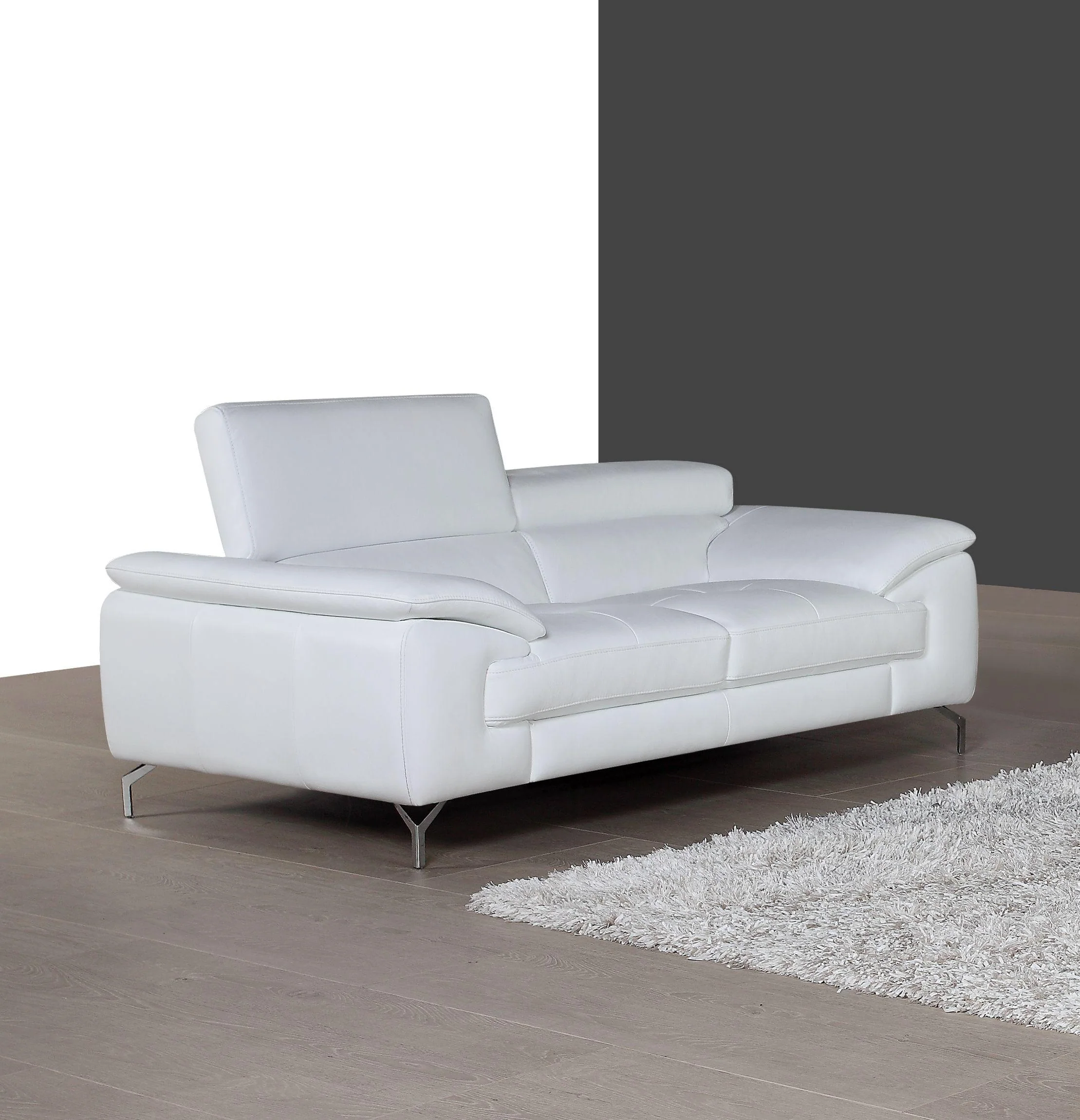 J&M Furniture A973 Italian Leather Loveseat in White