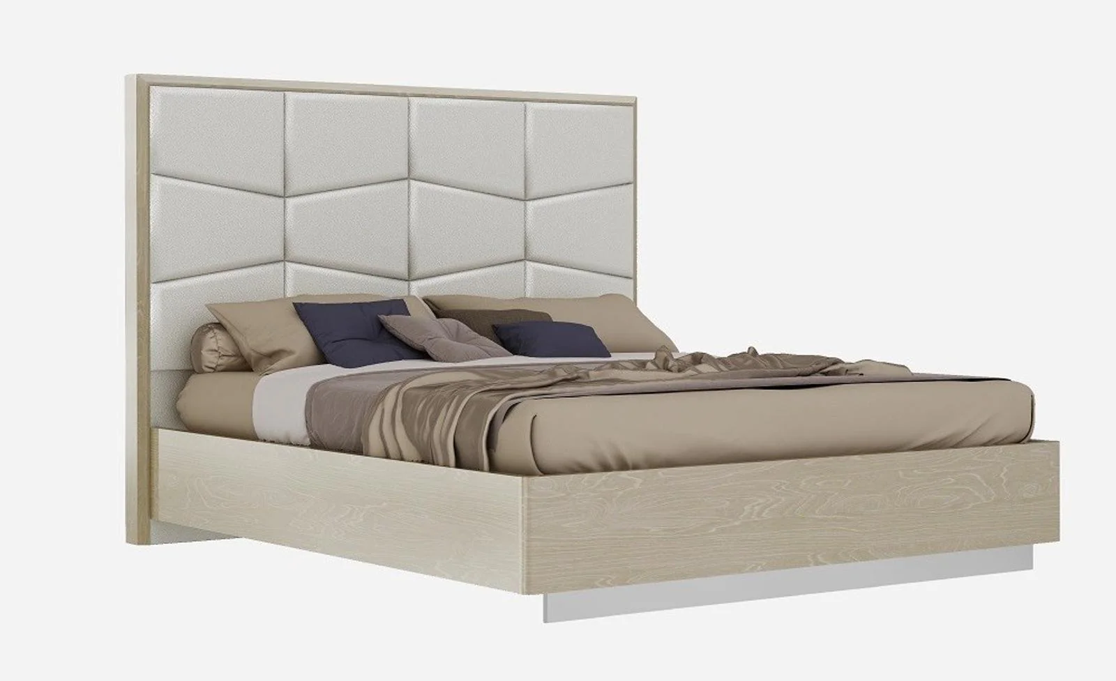 J&M Furniture Chiara Queen Panel Bed in Light Walnut