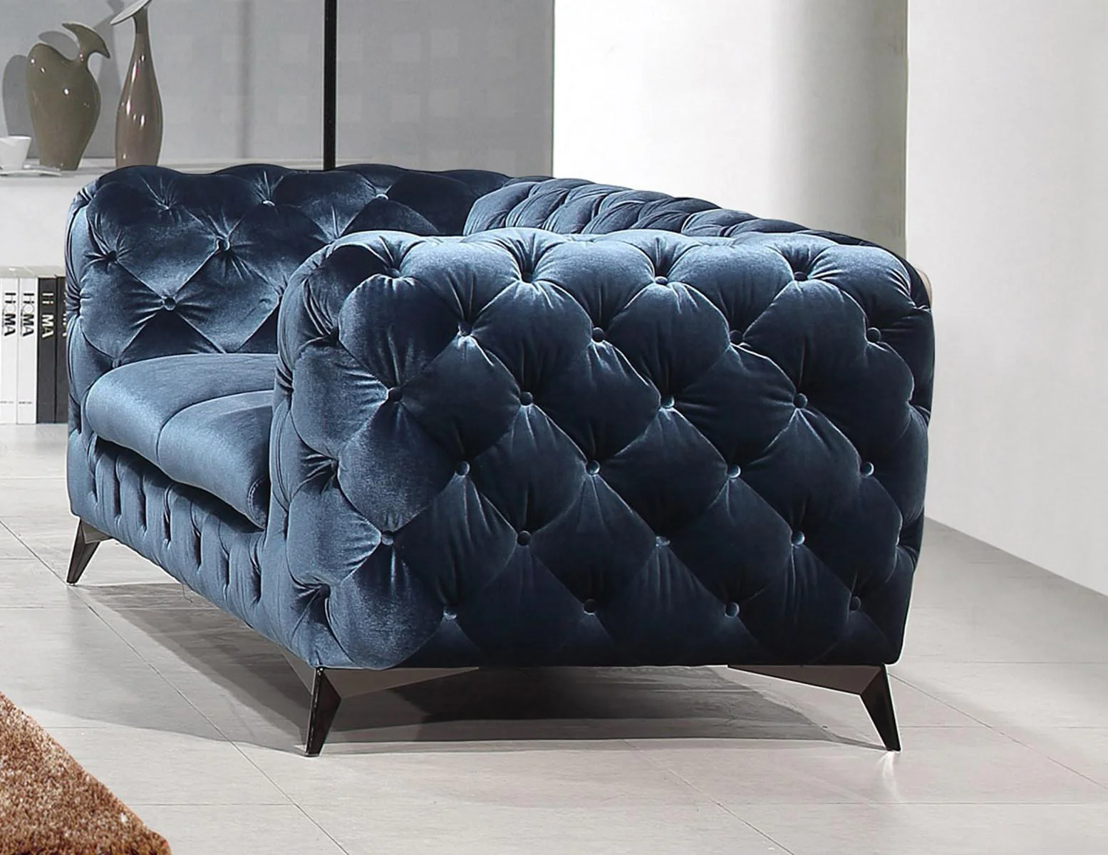 J&M Furniture Glitz Loveseat in Blue