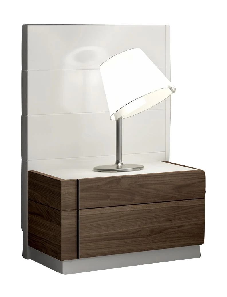 J&M Furniture Lisbon Nightstand Right in White/Beige/Walnut
