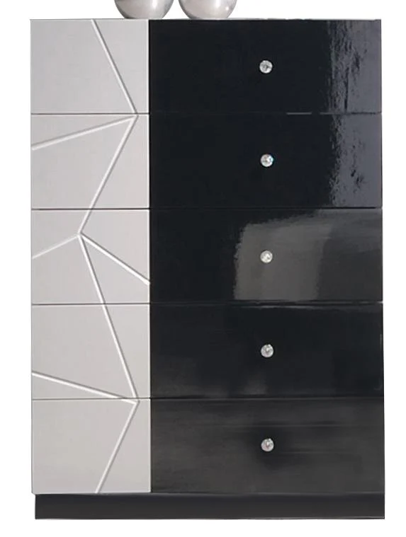 J&M Furniture Turin Chest Light Grey & Black Lacquer