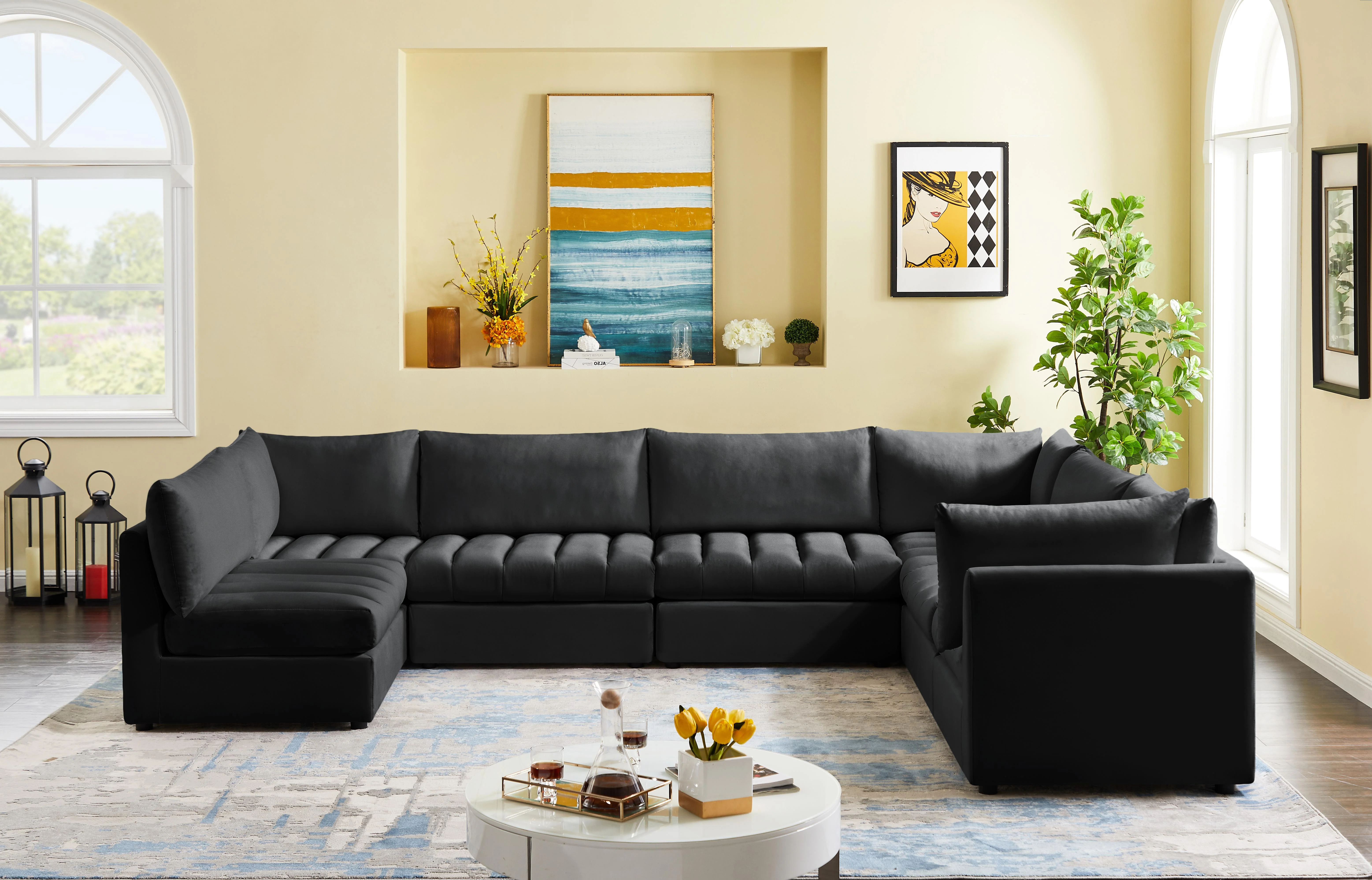Jacob Black Velvet Modular Sectional - Image 41