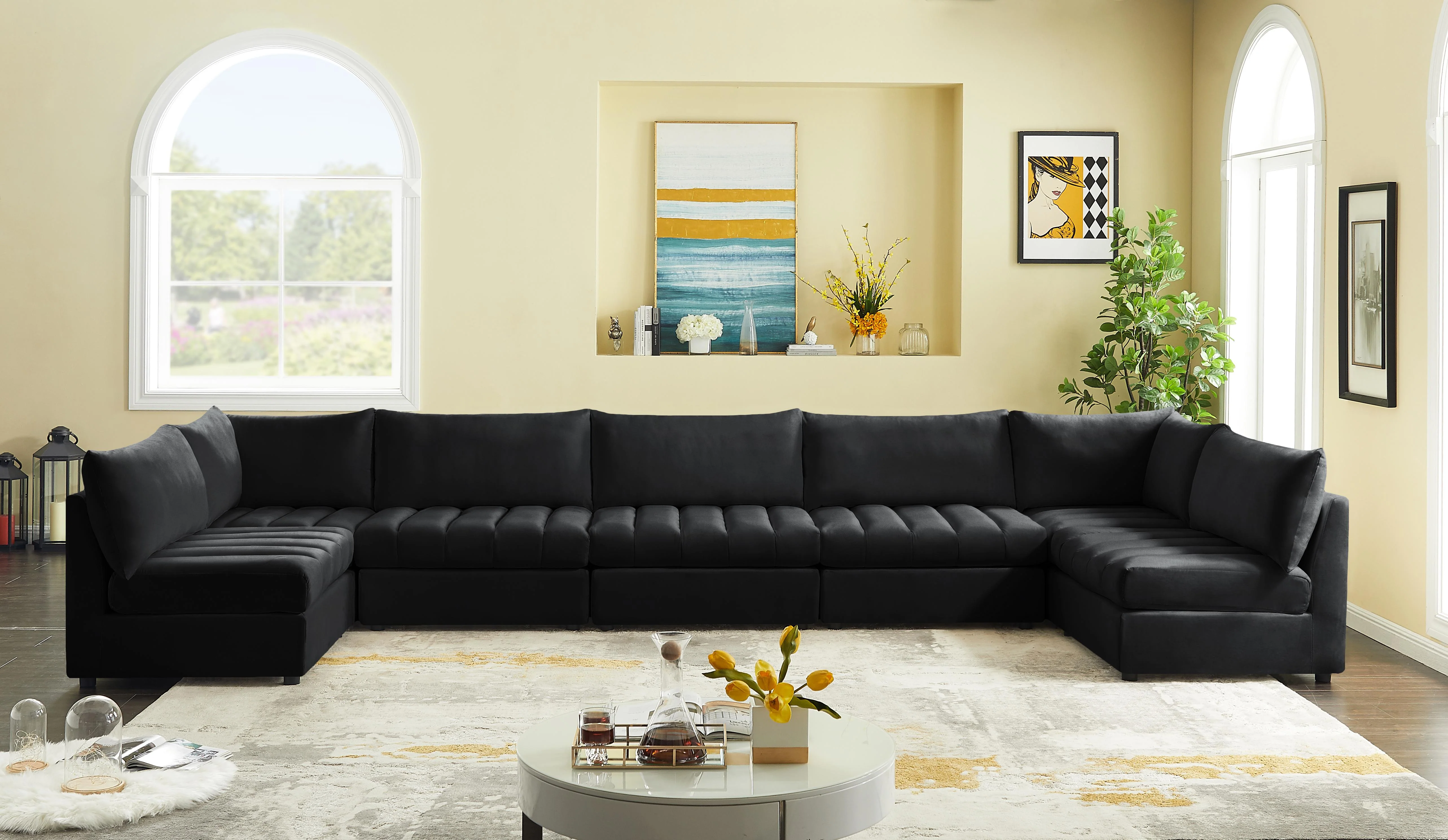 Jacob Black Velvet Modular Sectional - Image 45