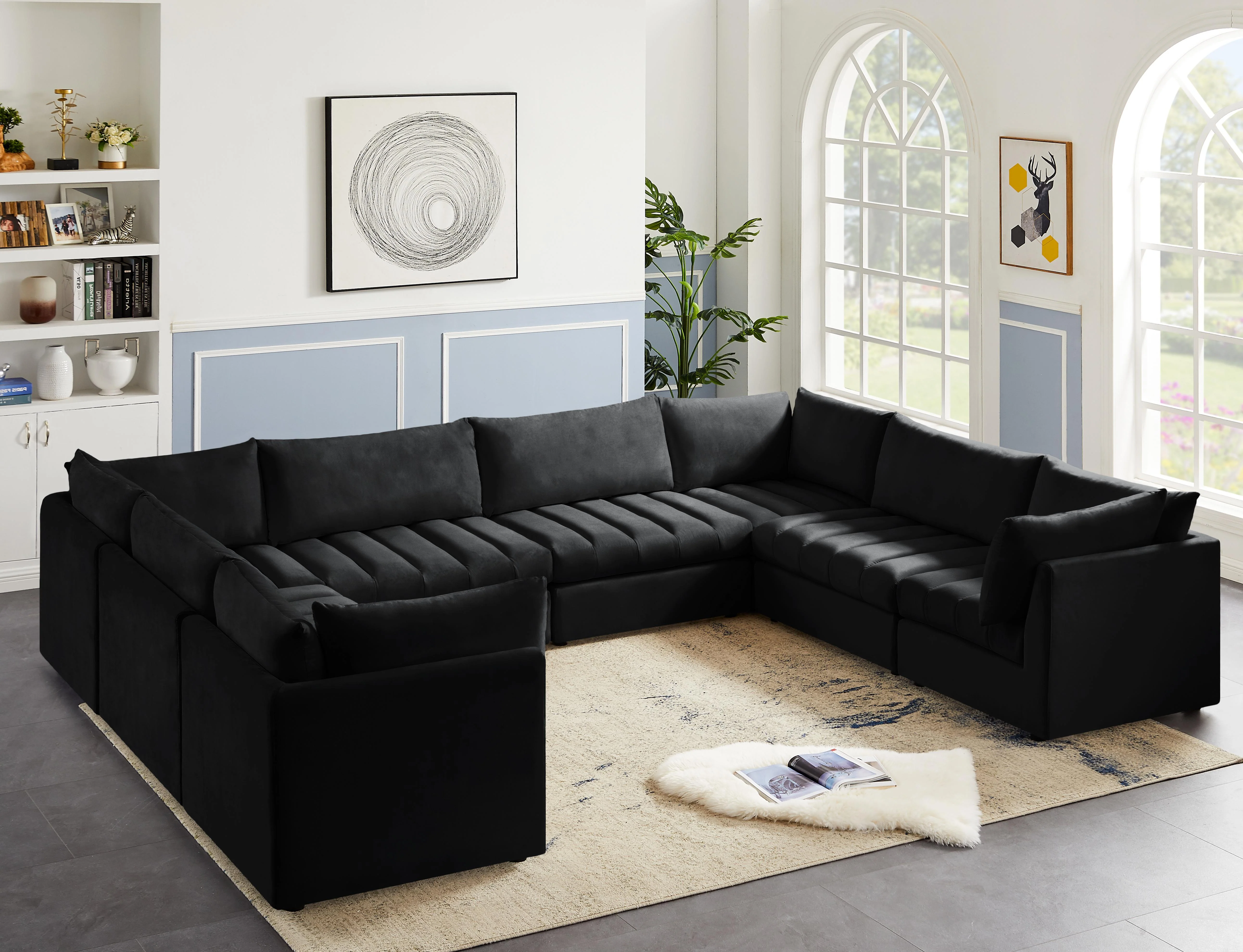 Jacob Black Velvet Modular Sectional - Image 47