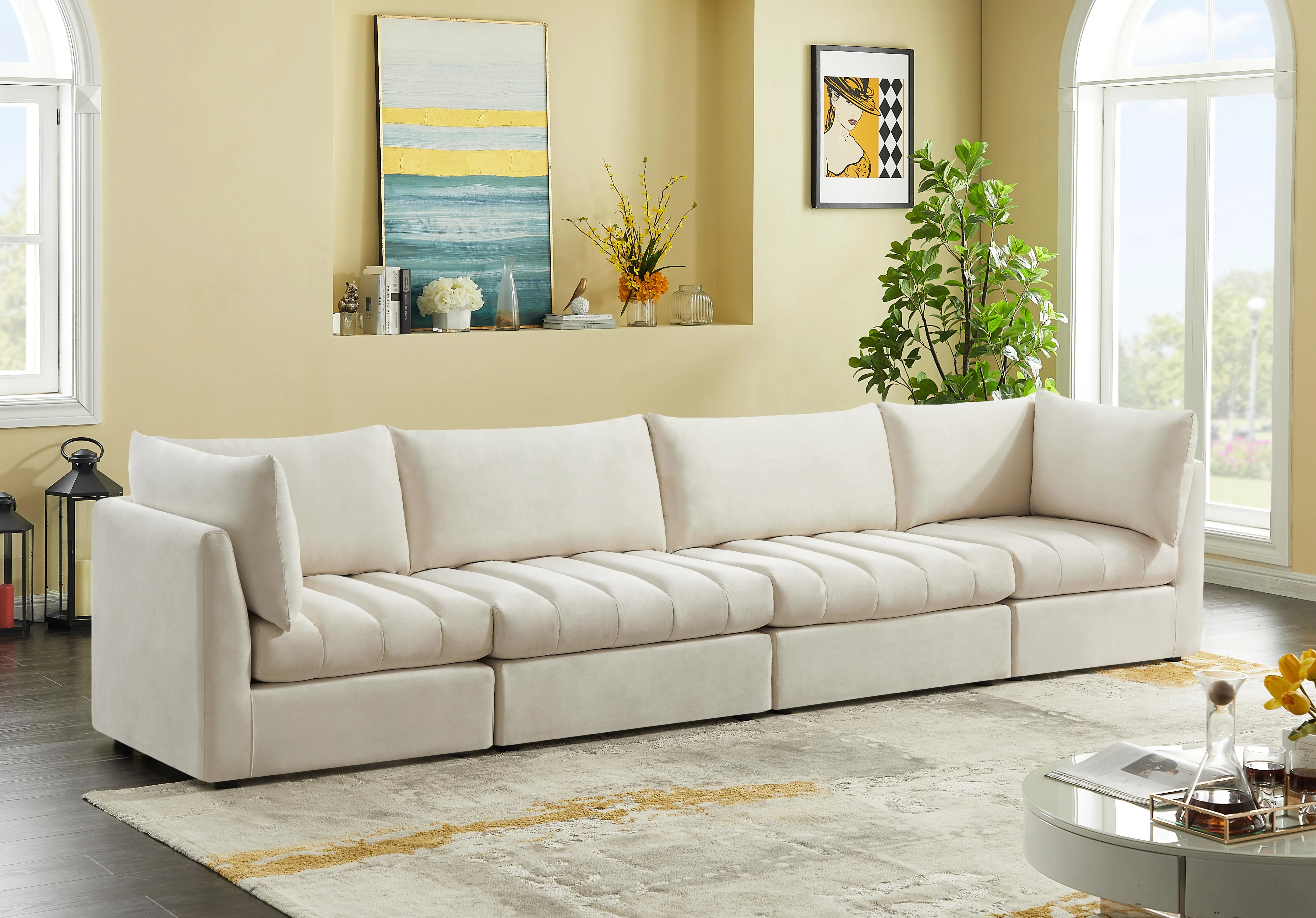 Jacob Cream Velvet Modular Sofa - Image 10