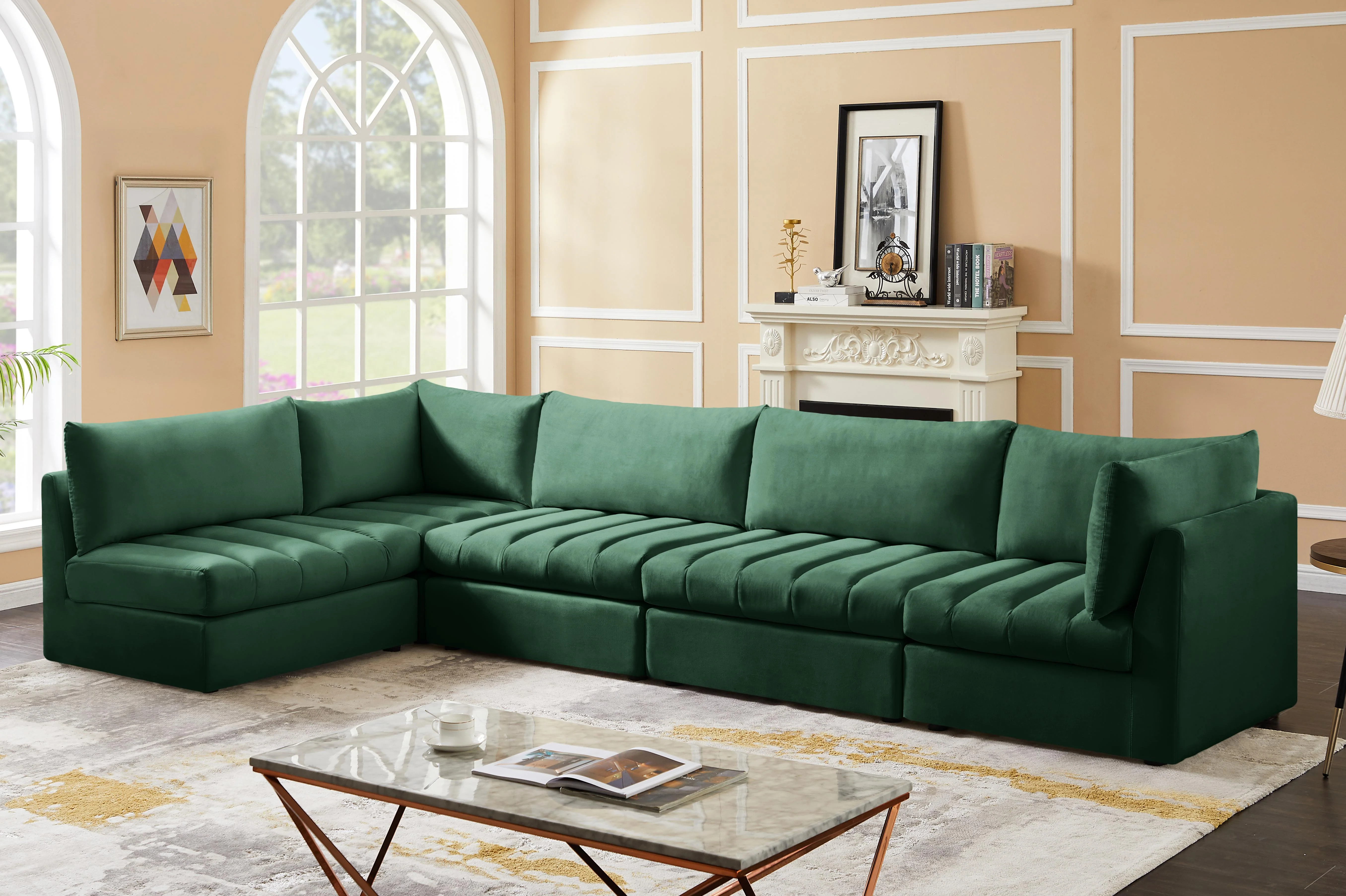 Jacob Green Velvet Modular Sectional - Image 12