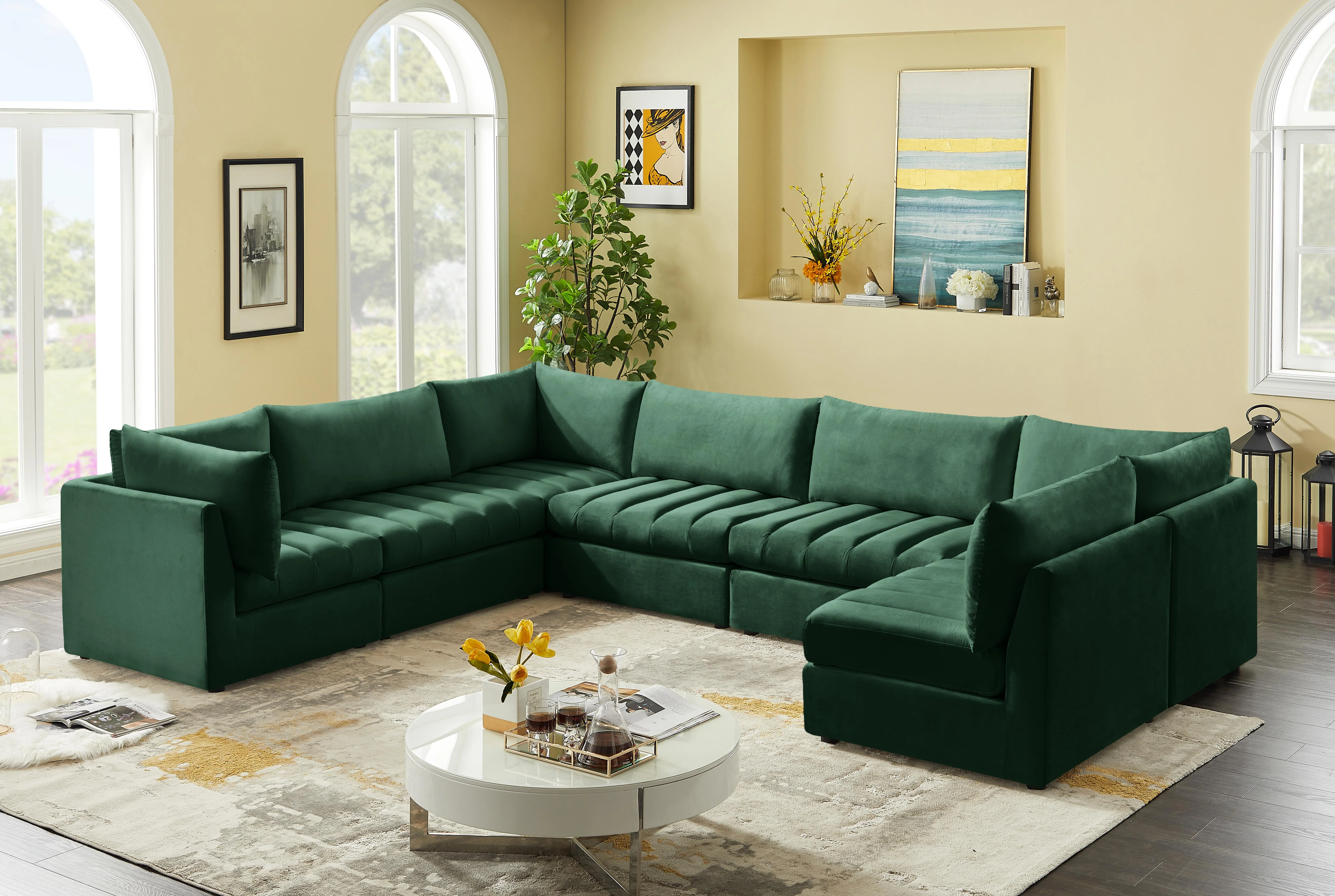 Jacob Green Velvet Modular Sectional - Image 42