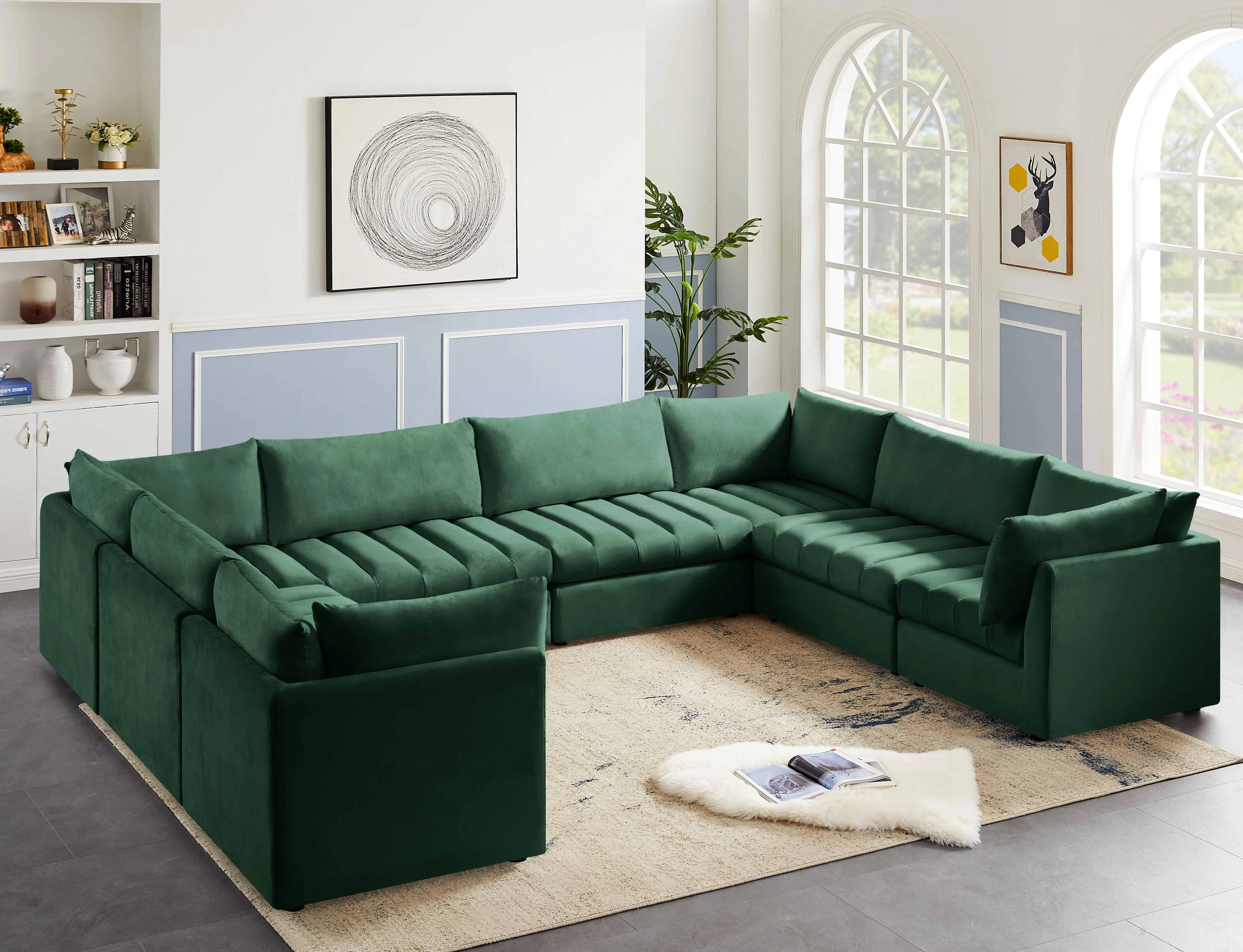 Jacob Green Velvet Modular Sectional - Image 47