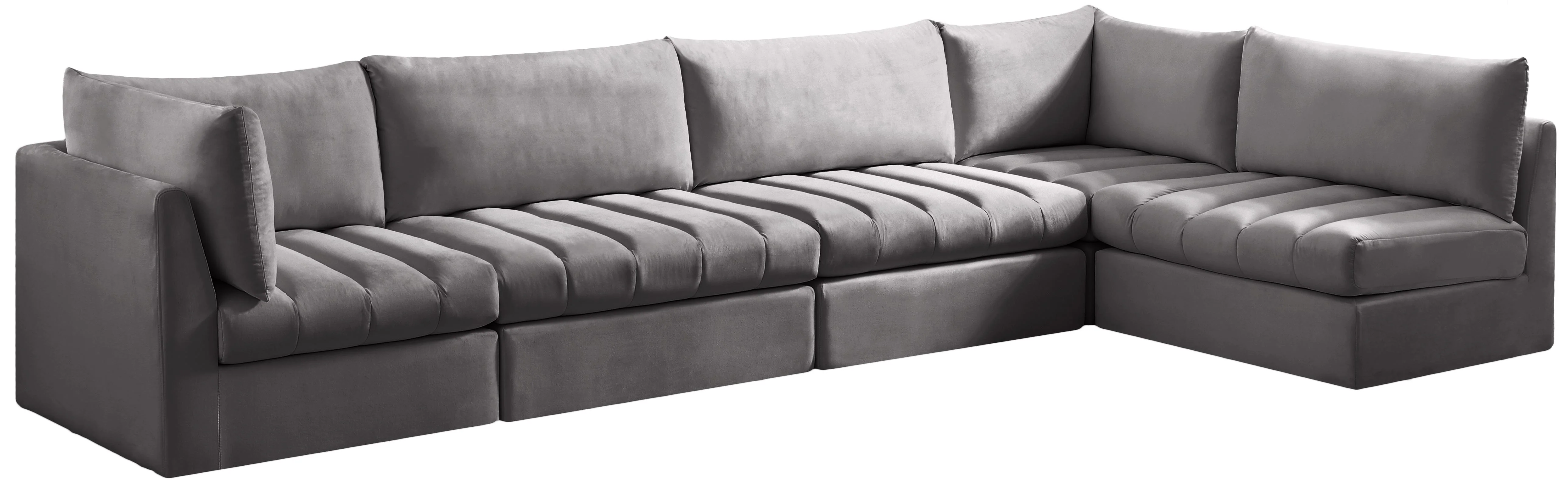 Jacob Grey Velvet Modular Sectional - Image 9