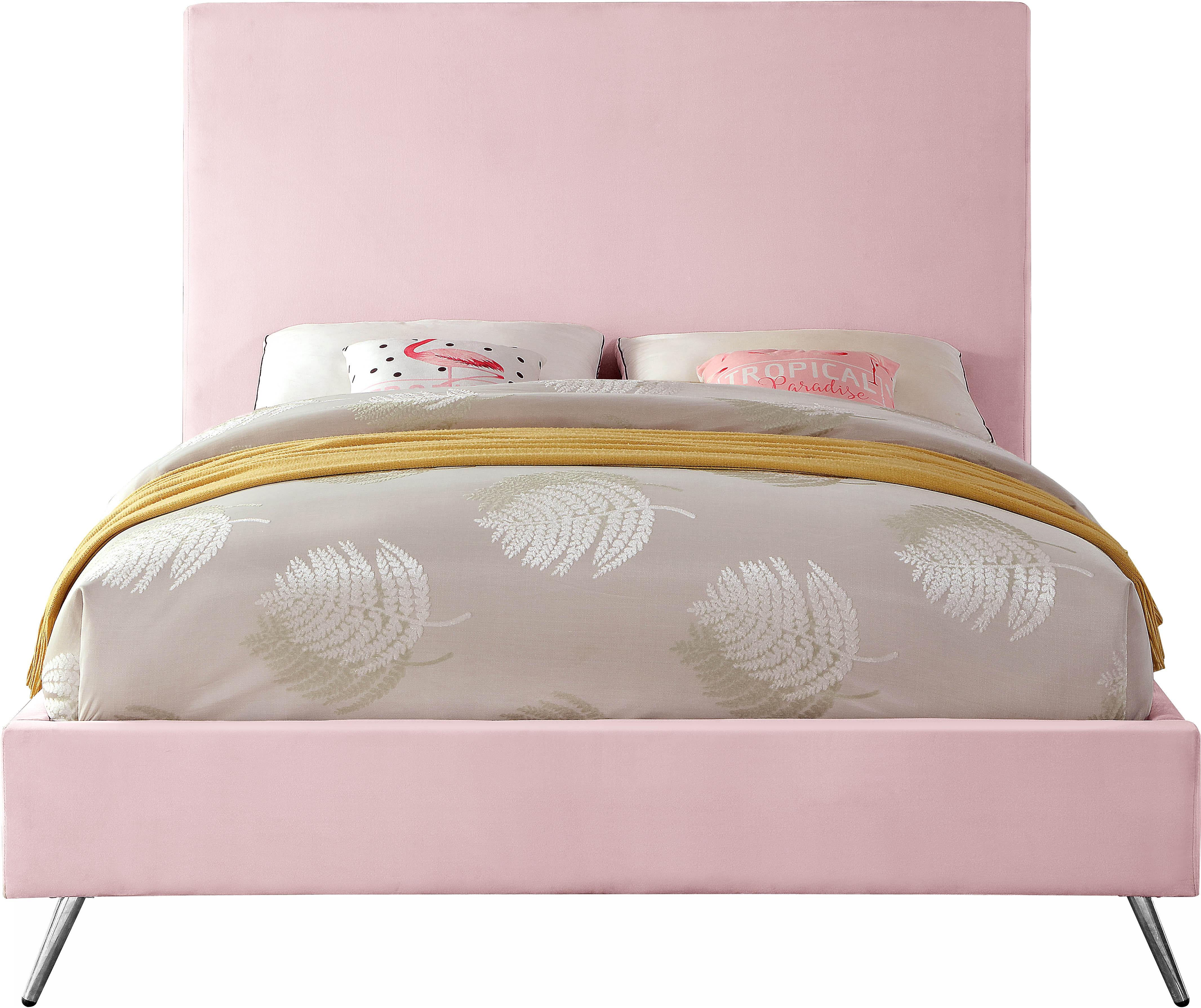 Jasmine Pink Velvet King Bed - Image 4