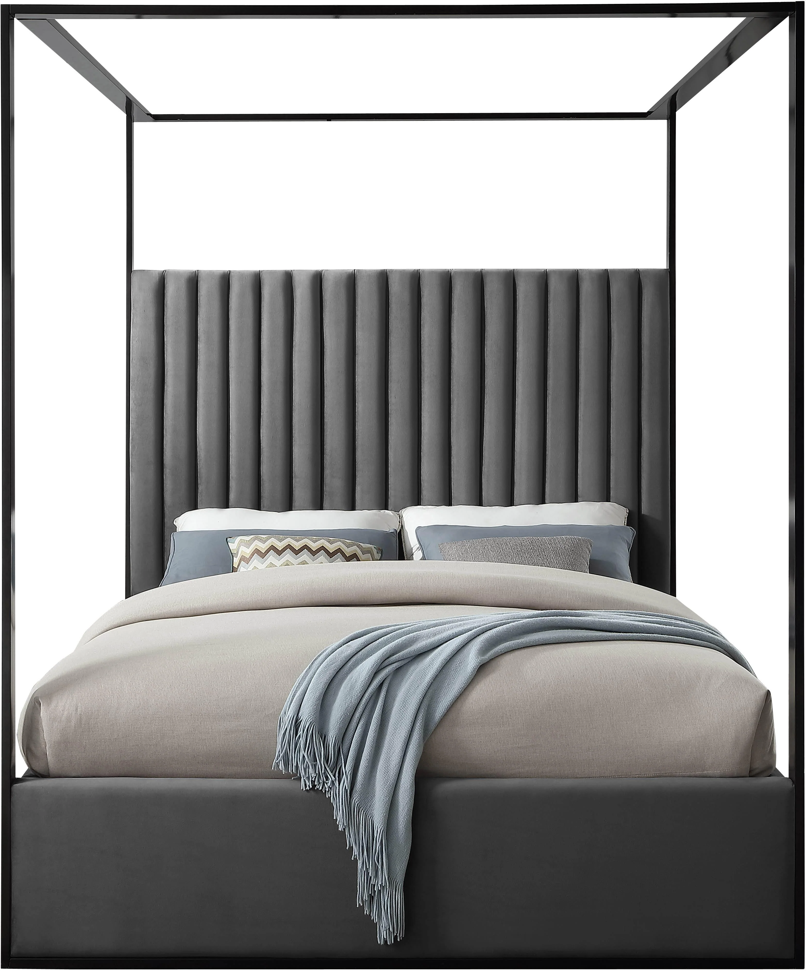 Jax Grey Velvet King Bed - Image 2