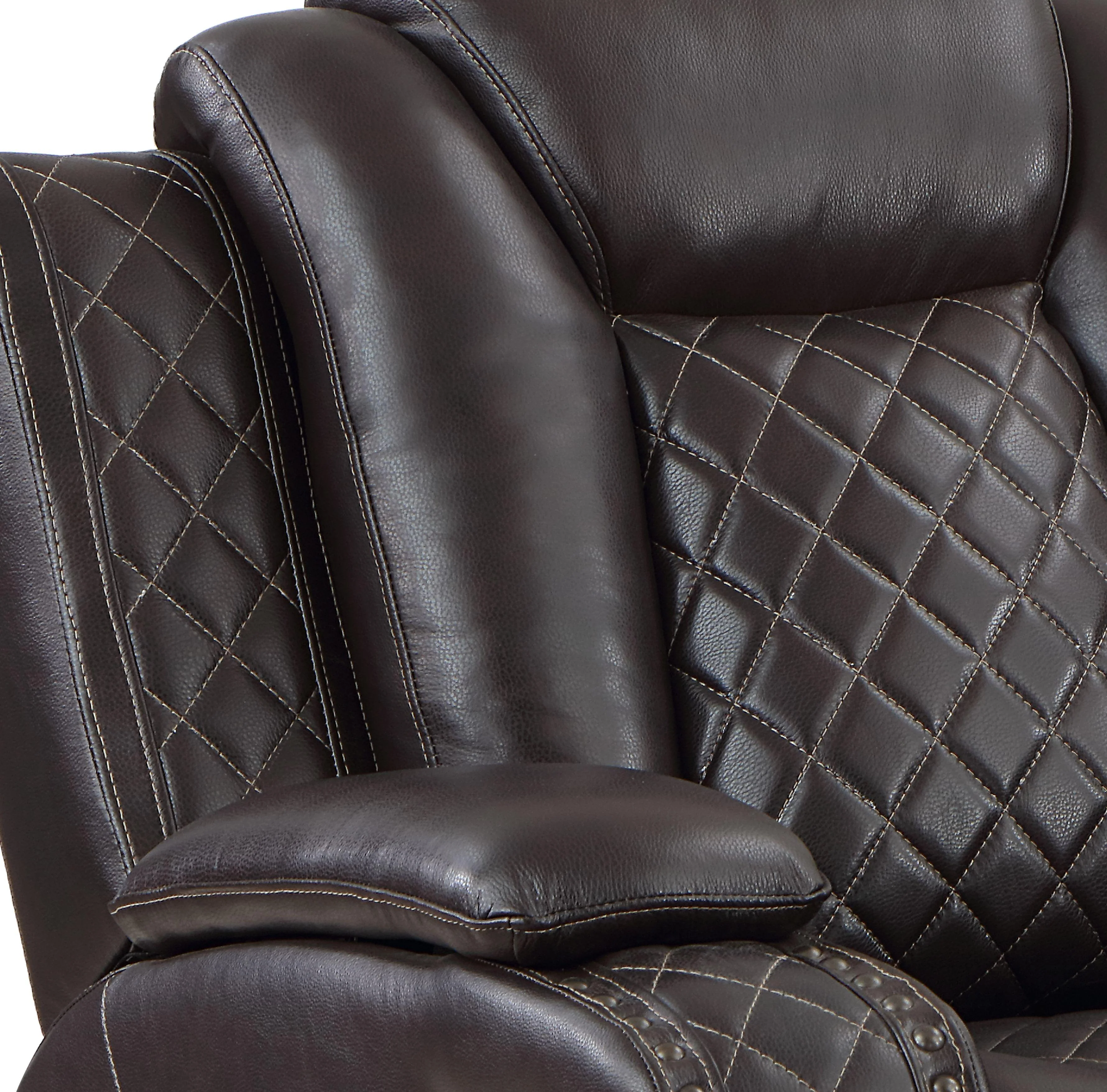 JOSHUA LEATHER CONSOLE LOVESEAT W/ PWR FR & HR-DK BROWN - Image 8
