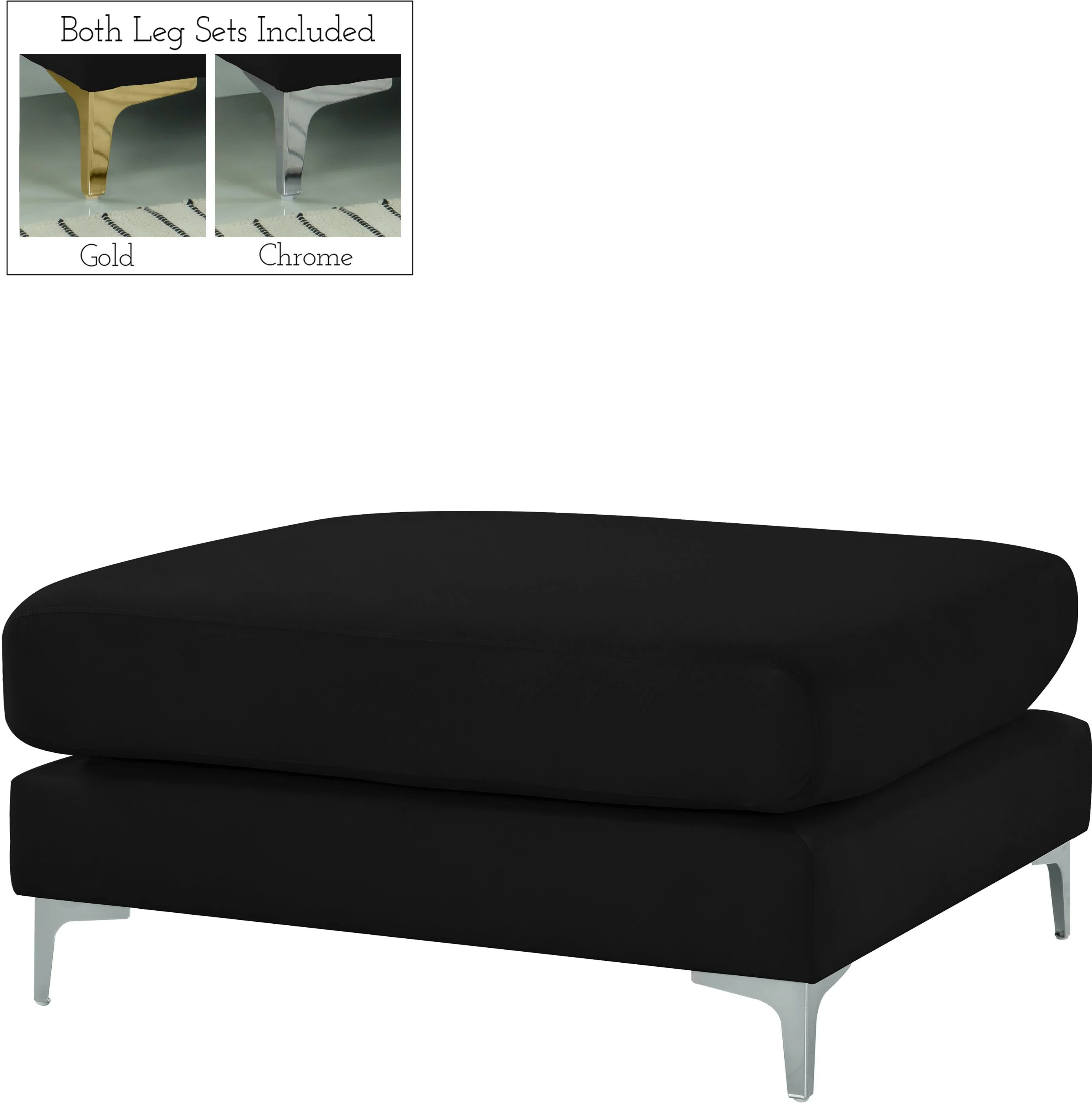 Julia Black Velvet Modular Ottoman - Image 2
