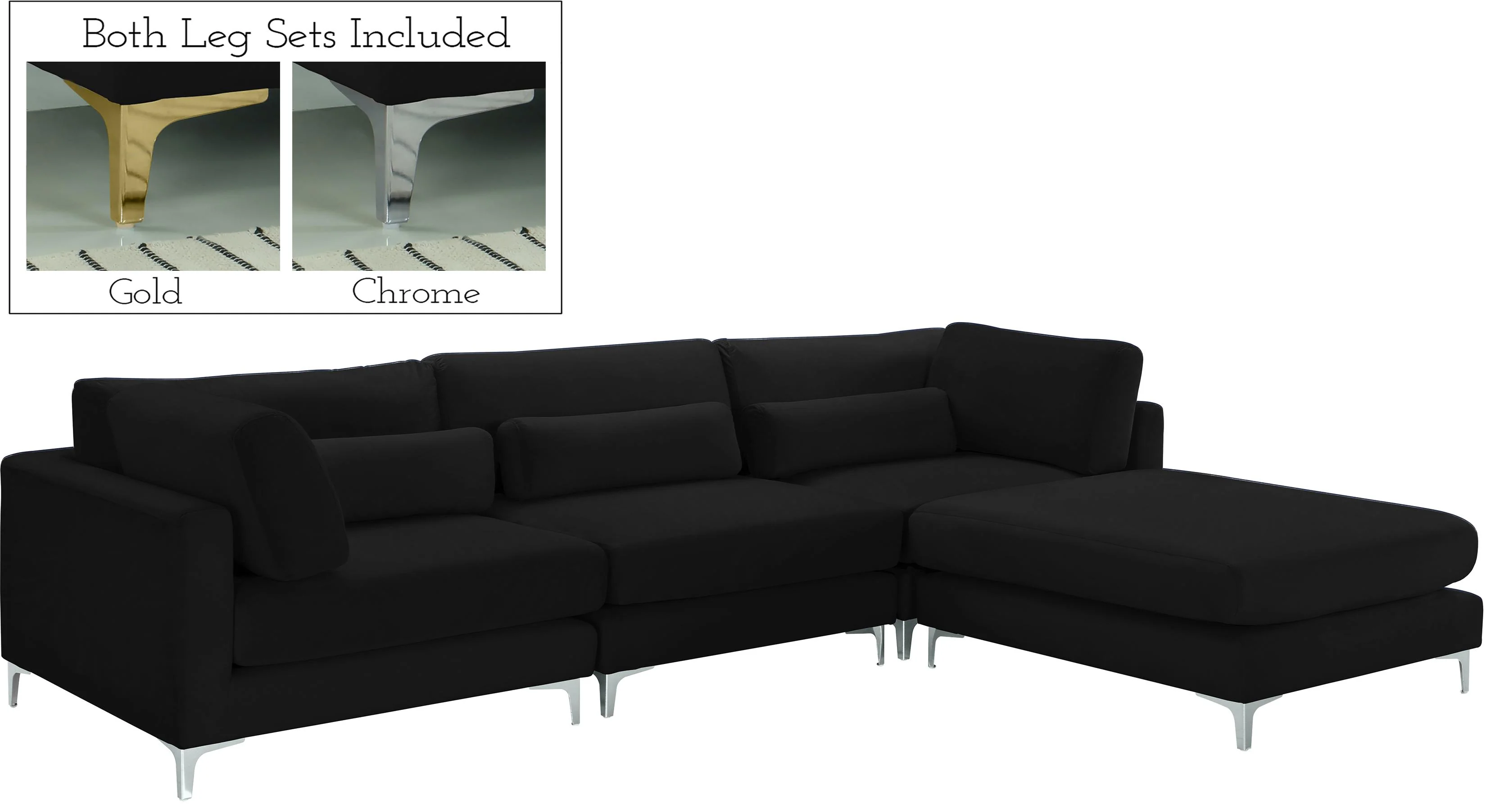 Julia Black Velvet Modular Sectional (4 Boxes) - Image 4