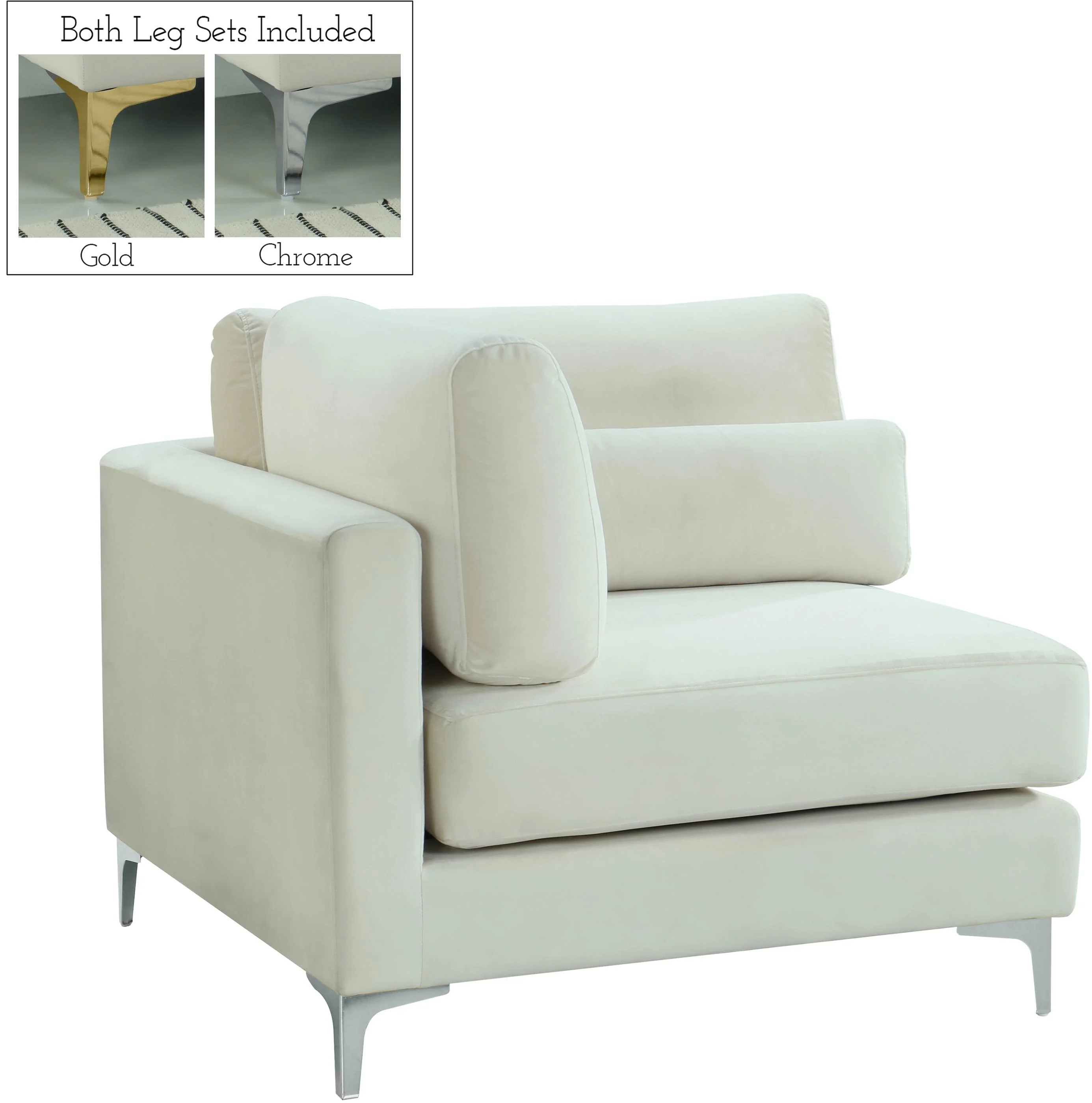 Julia Cream Velvet Modular Corner Chair - Image 2