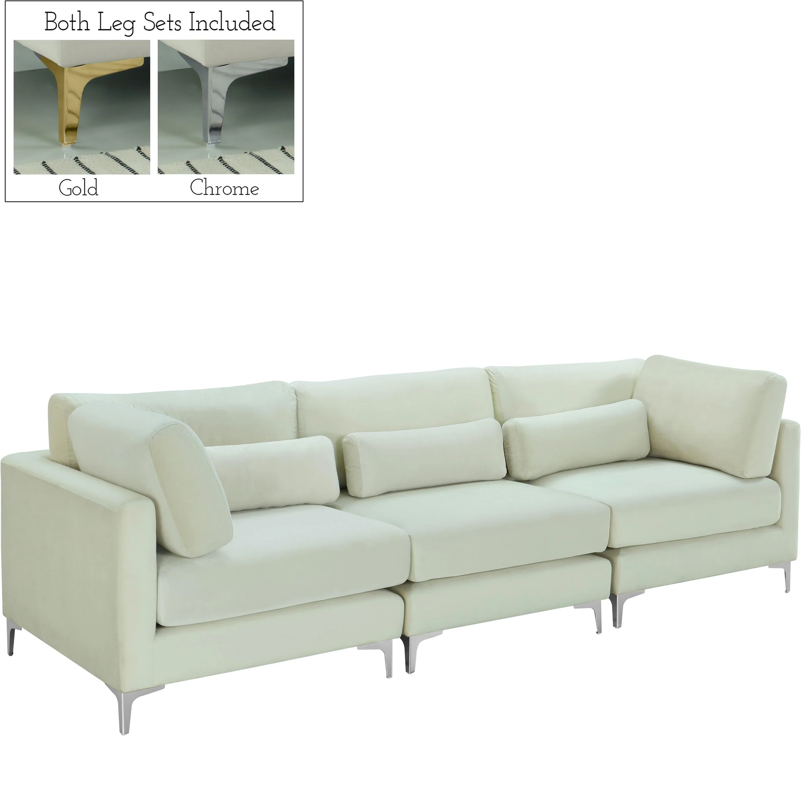 Julia Cream Velvet Modular Sofa (3 Boxes) - Image 2