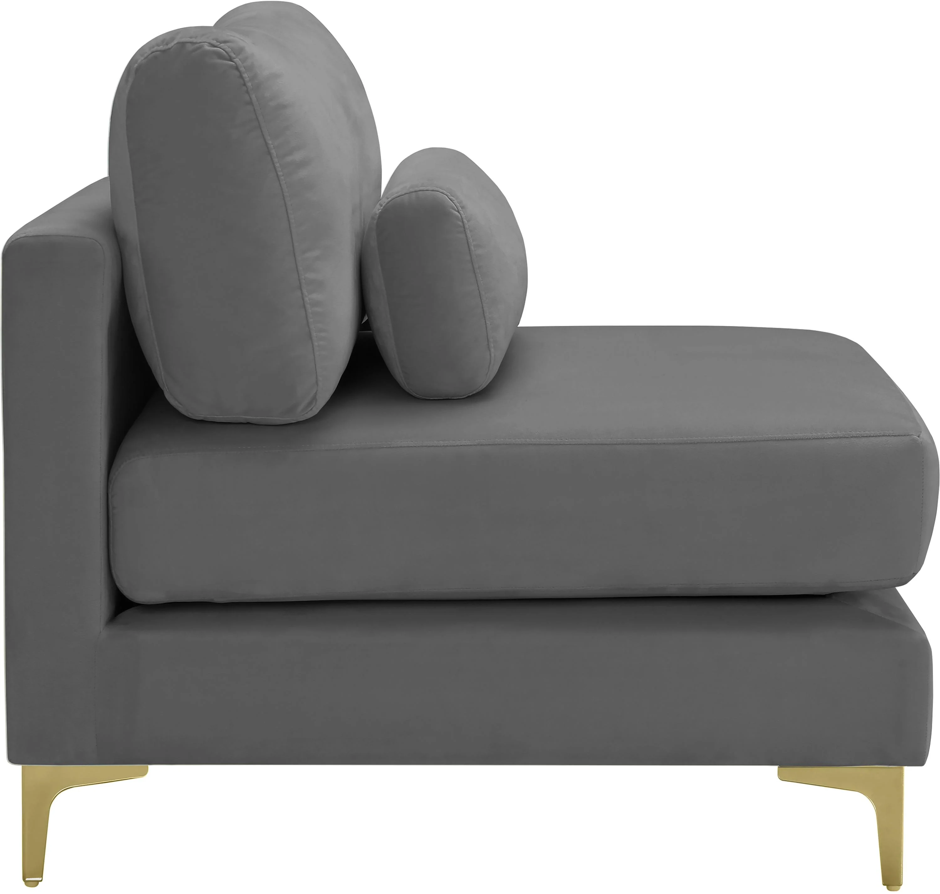 Julia Grey Velvet Modular Armless Chair - Image 7