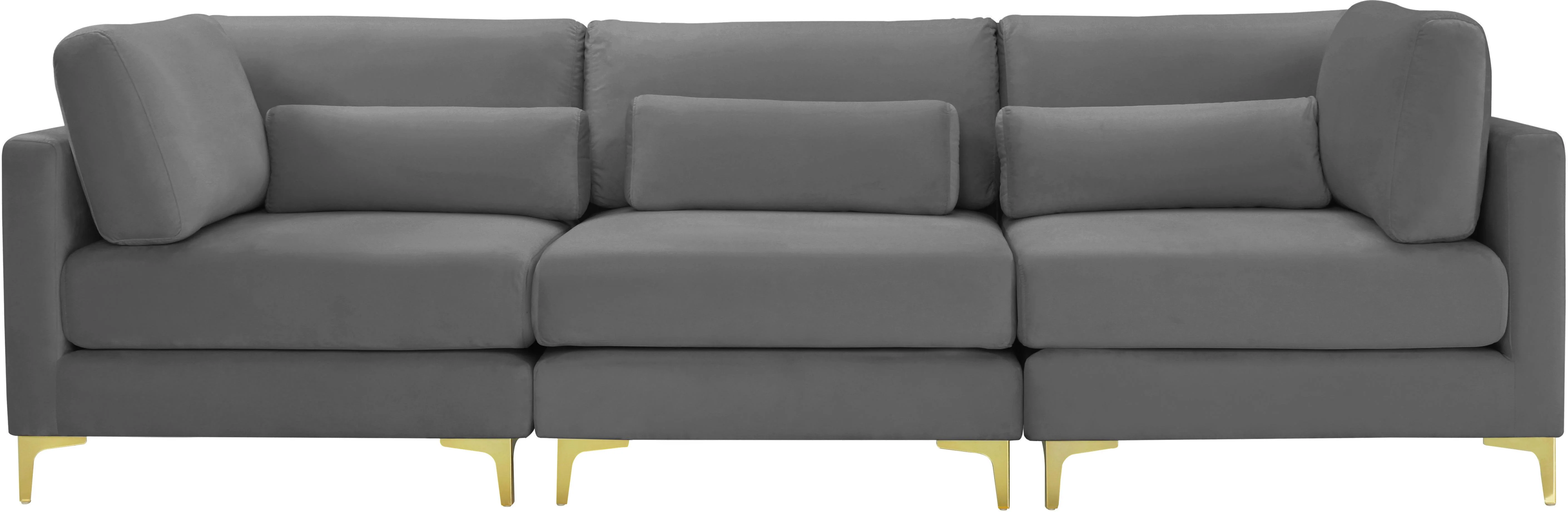 Julia Grey Velvet Modular Sofa (3 Boxes) - Image 3