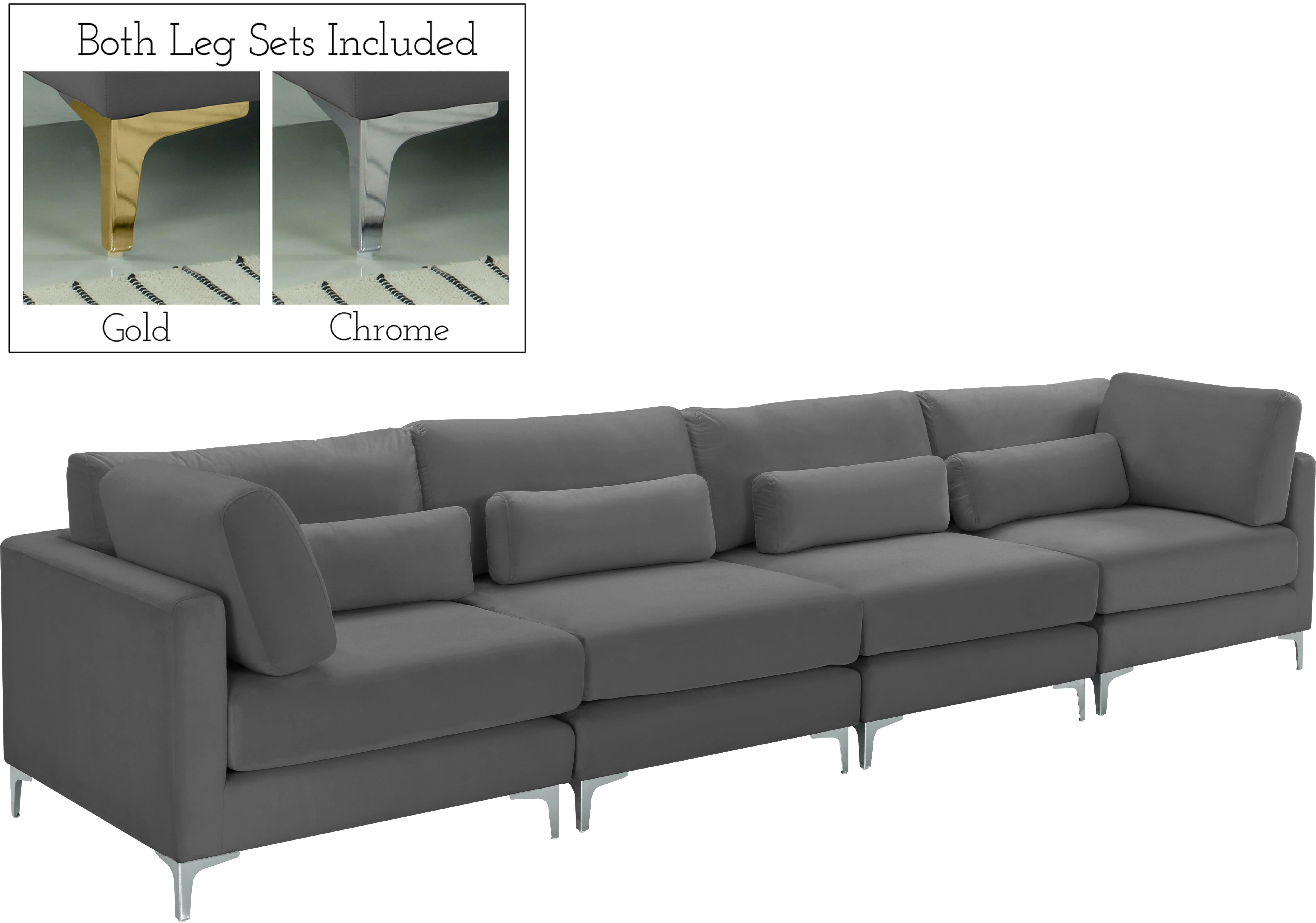 Julia Grey Velvet Modular Sofa (4 Boxes) - Image 2