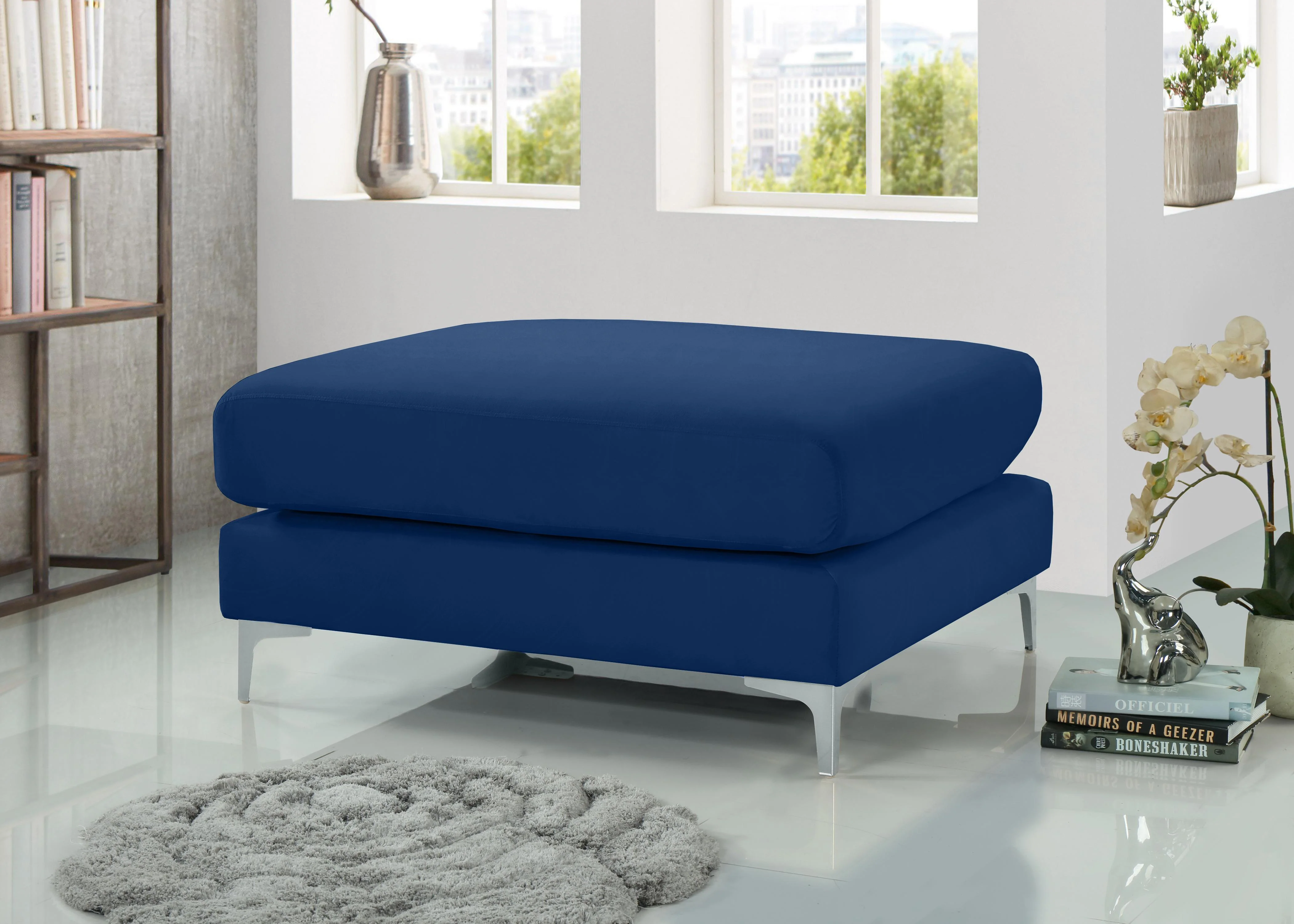 Julia Navy Velvet Modular Ottoman - Image 4