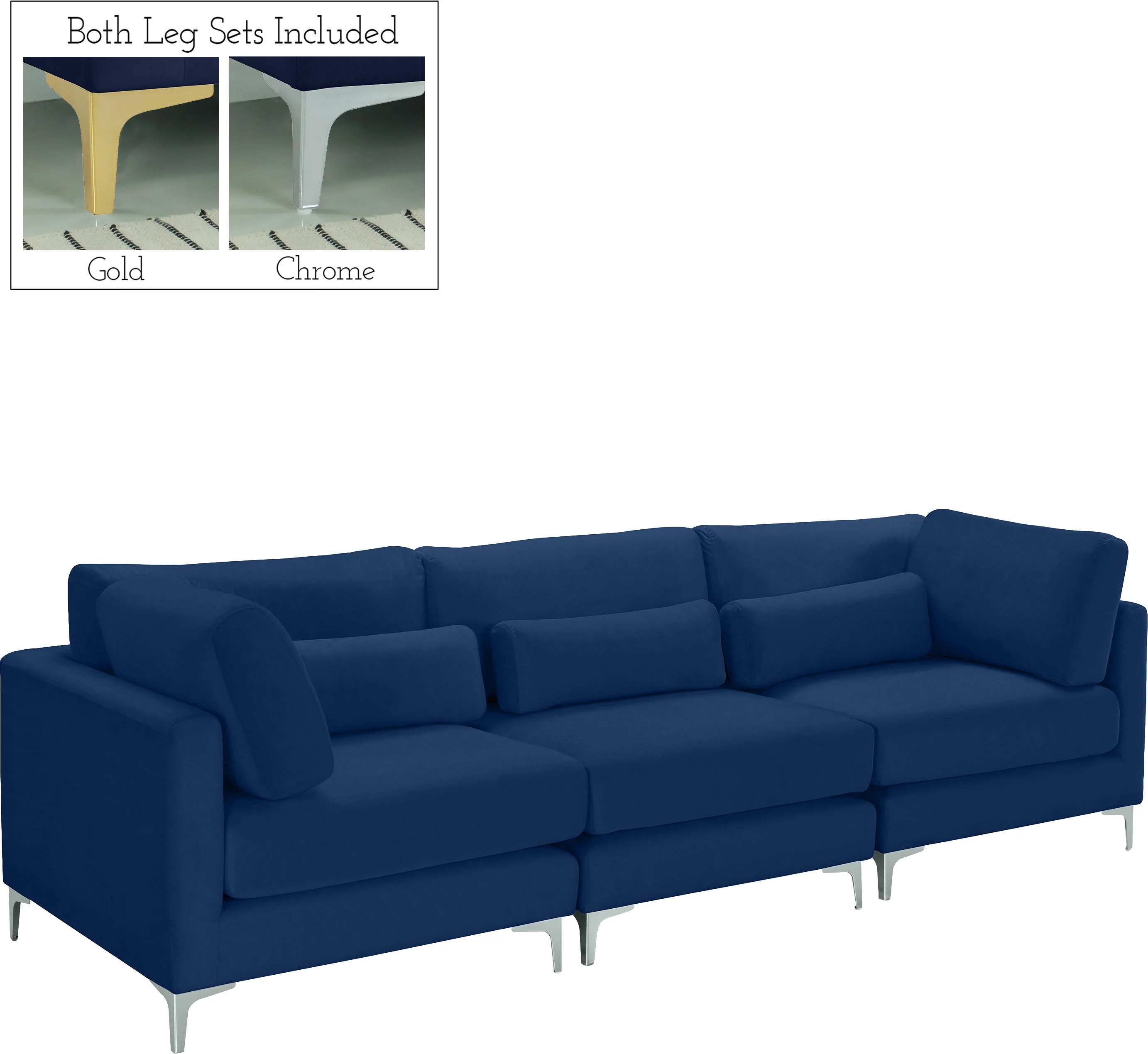 Julia Navy Velvet Modular Sofa (3 Boxes) - Image 2