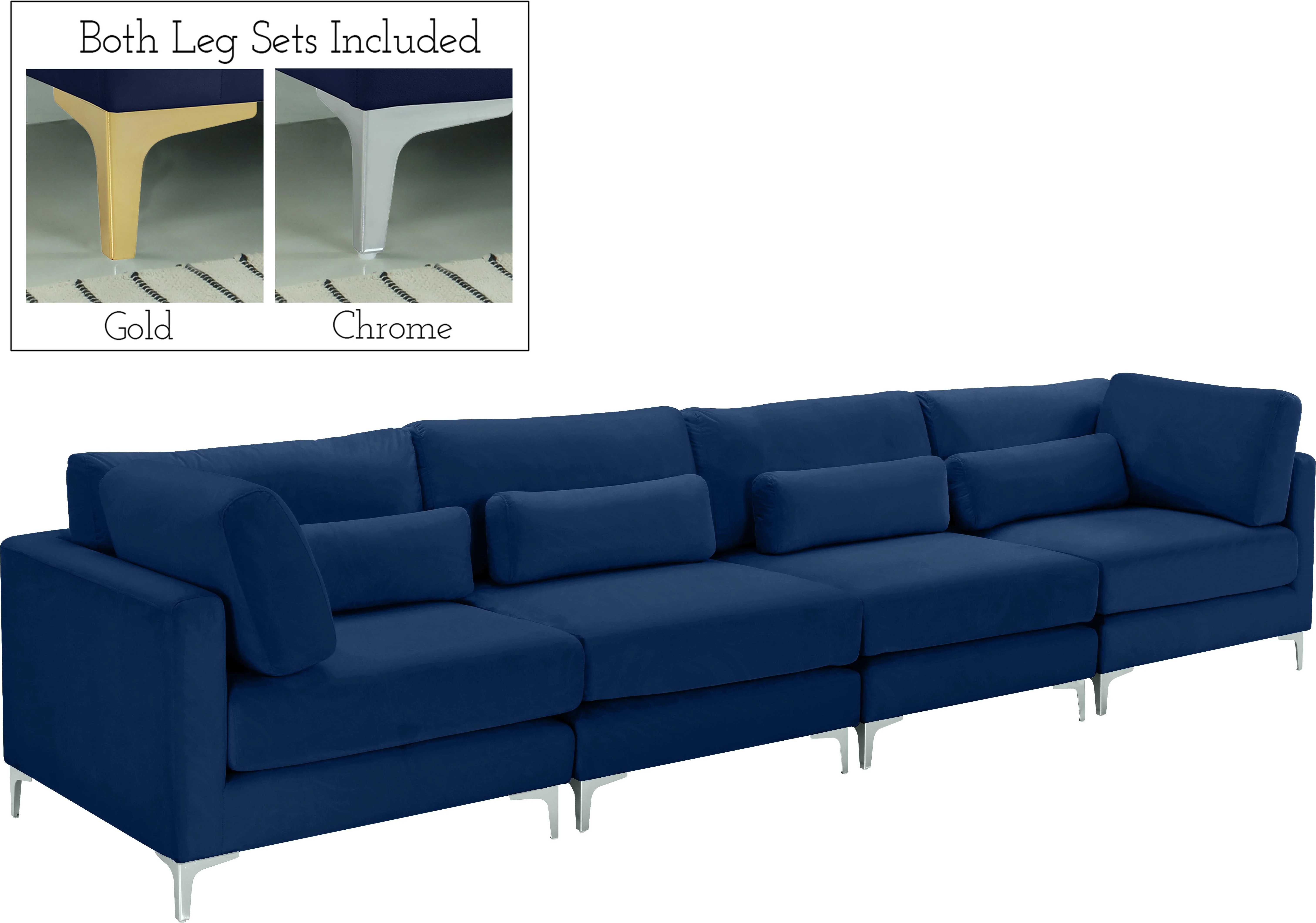 Julia Navy Velvet Modular Sofa (4 Boxes) - Image 2