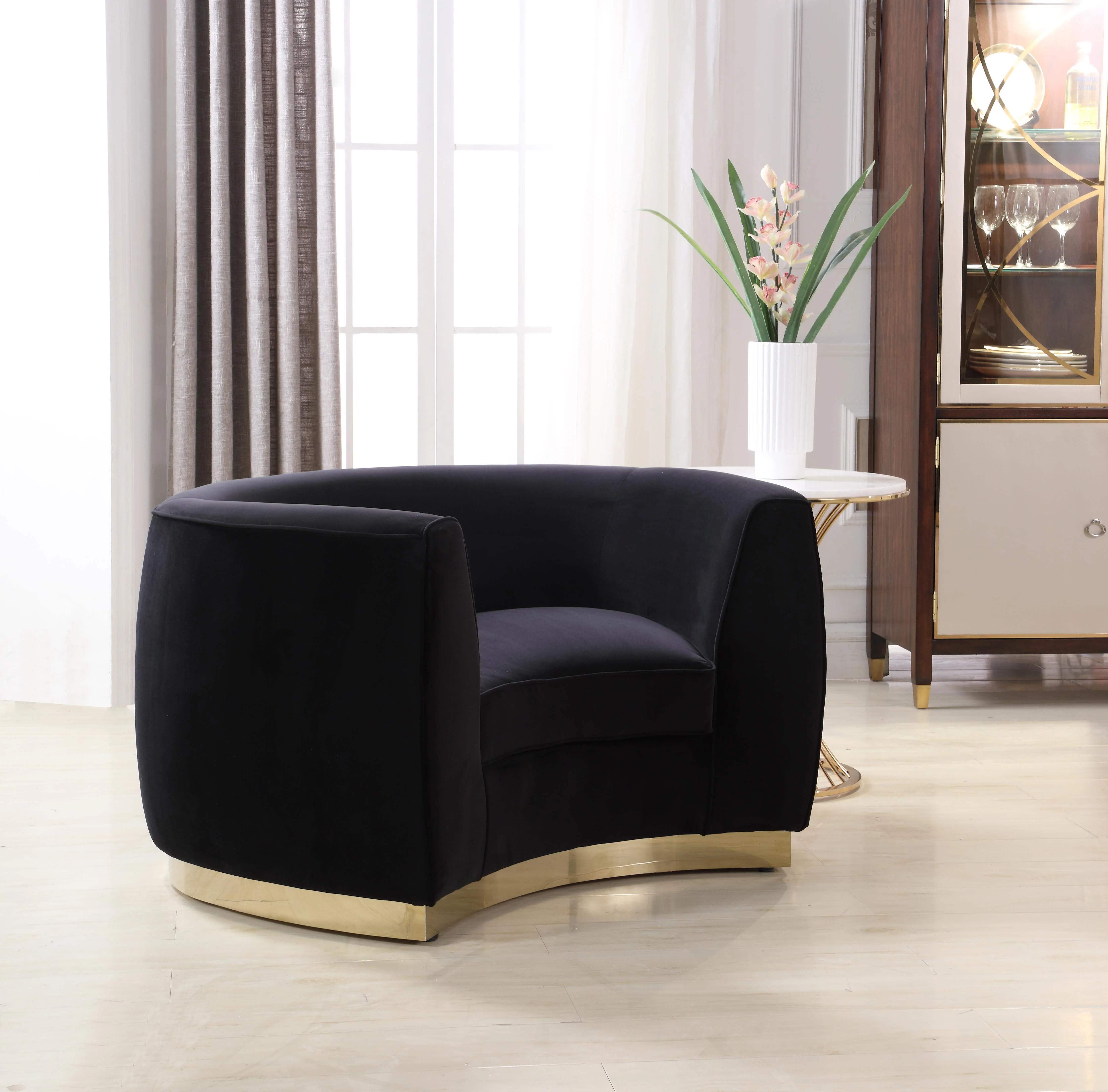 Julian Black Velvet Chair - Image 2