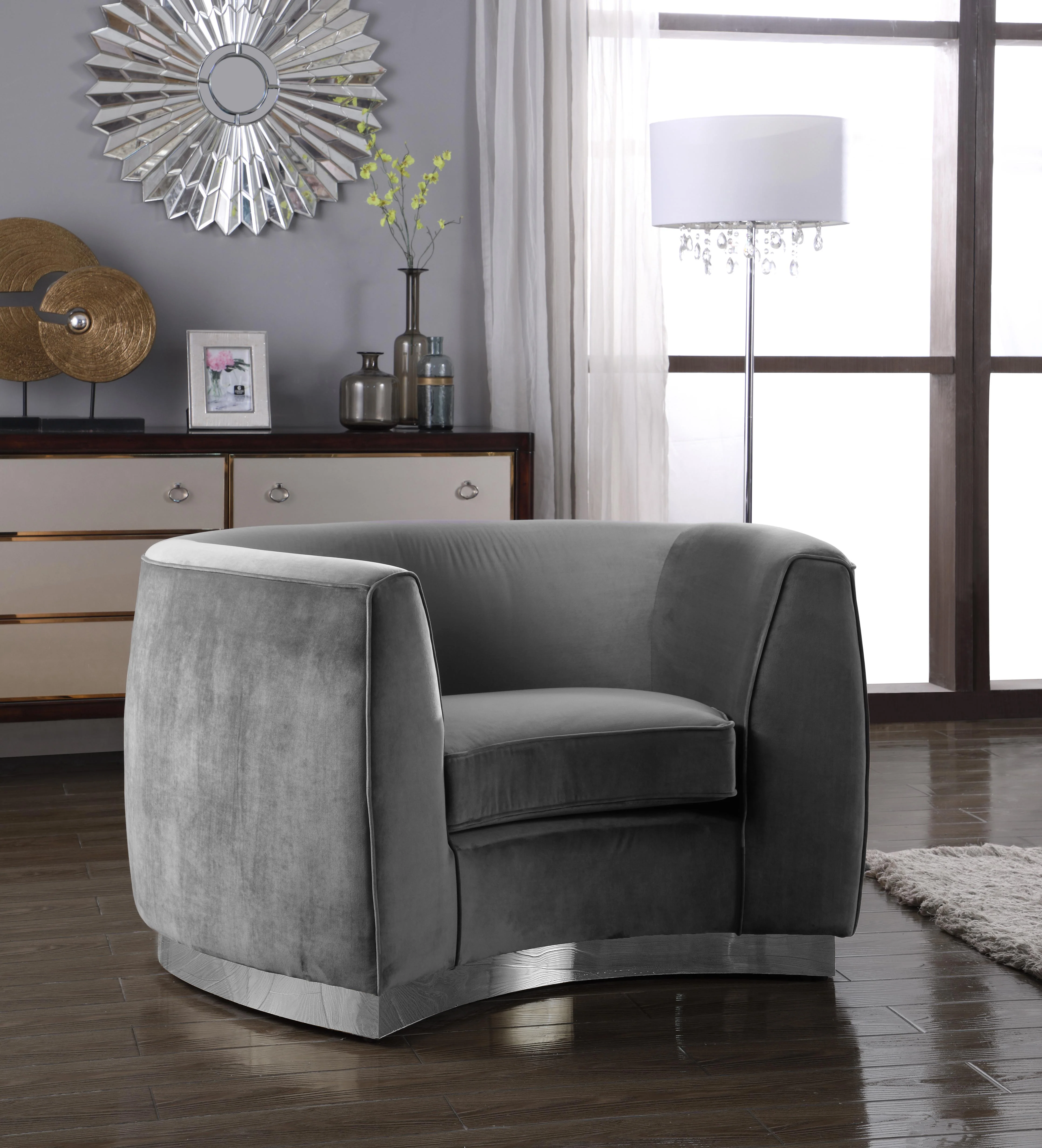 Julian Grey Velvet Chair - Image 7