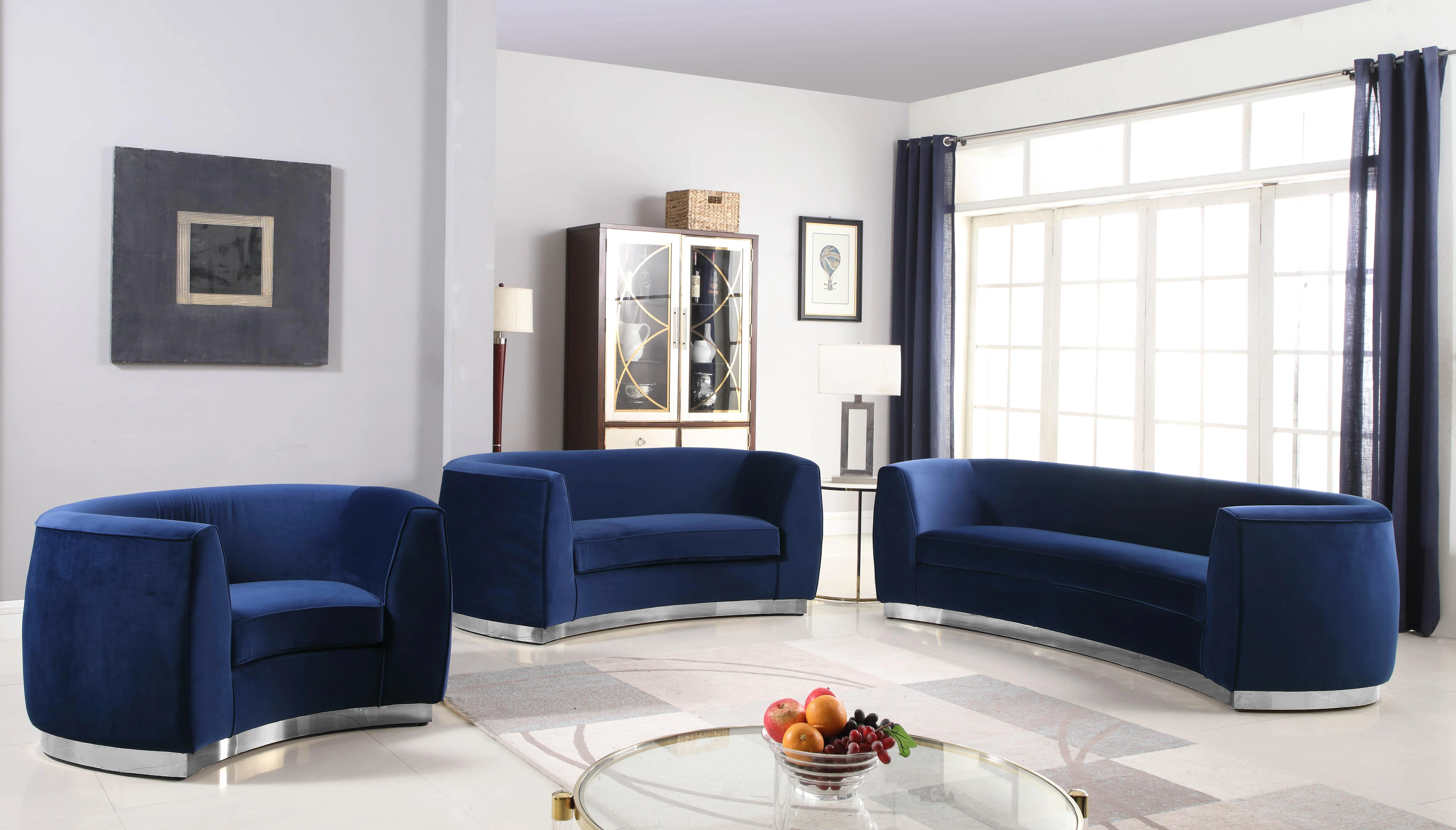 Julian Navy Velvet Chair - Image 12