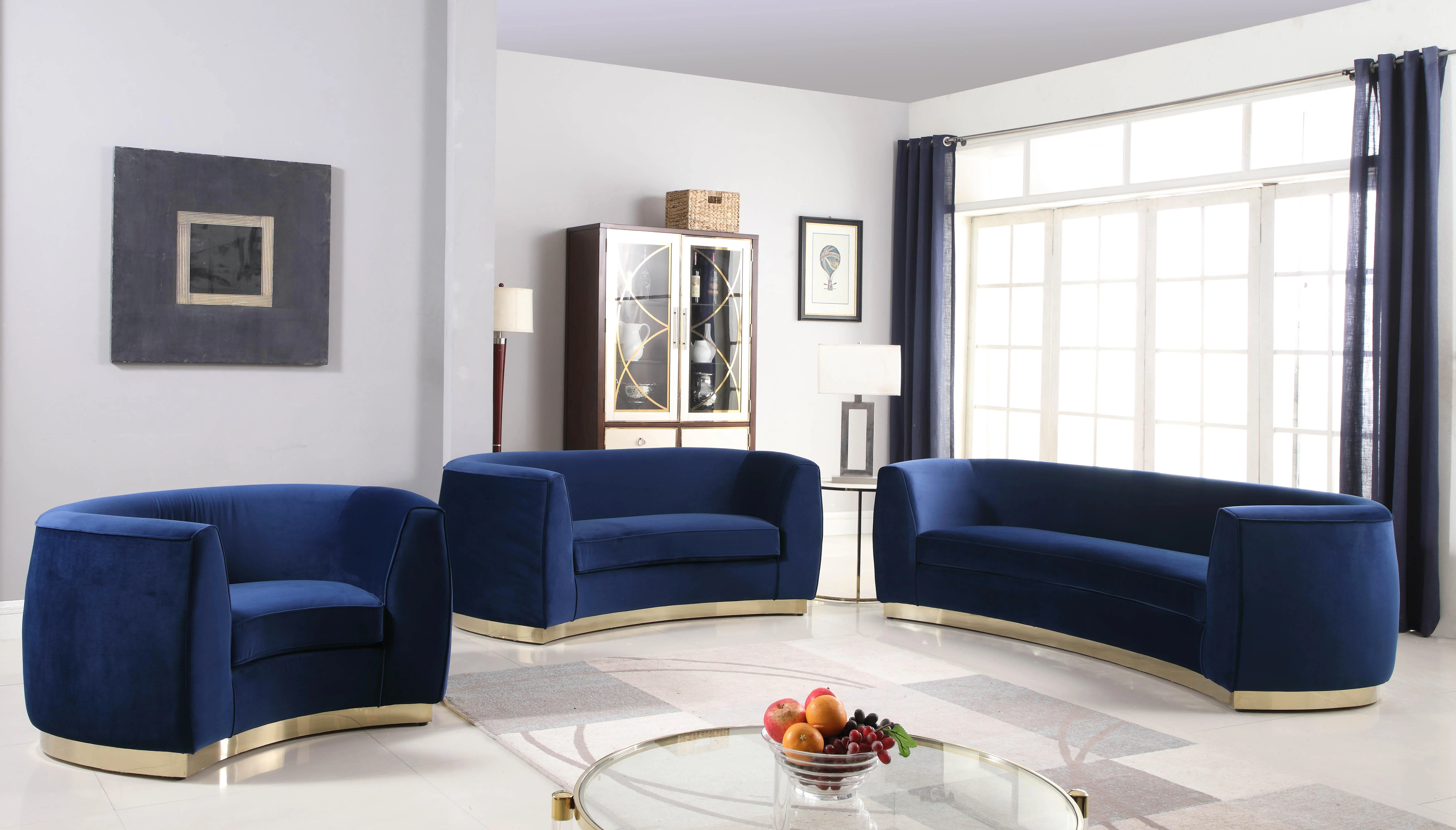 Julian Navy Velvet Chair - Image 6