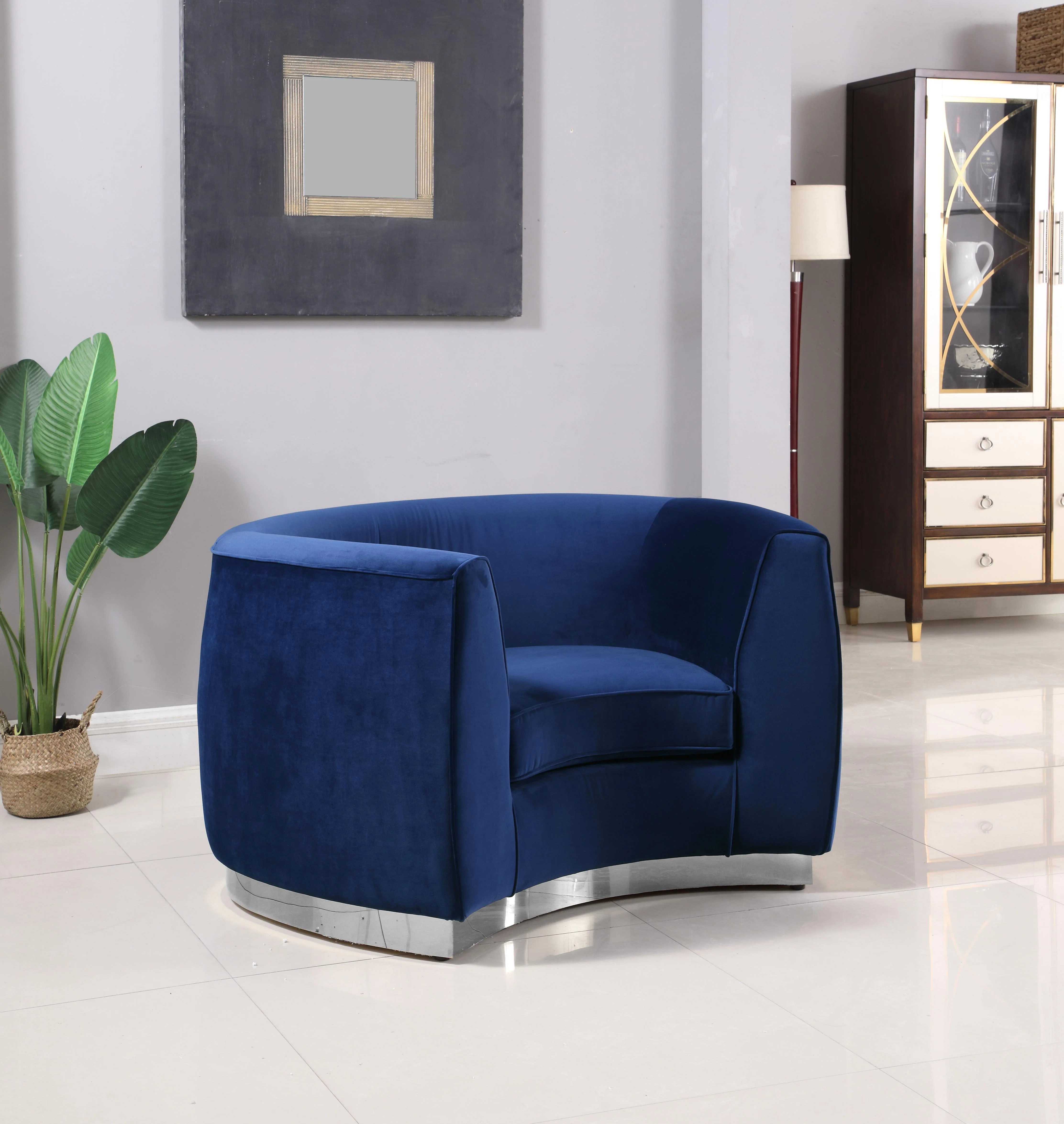 Julian Navy Velvet Chair - Image 8