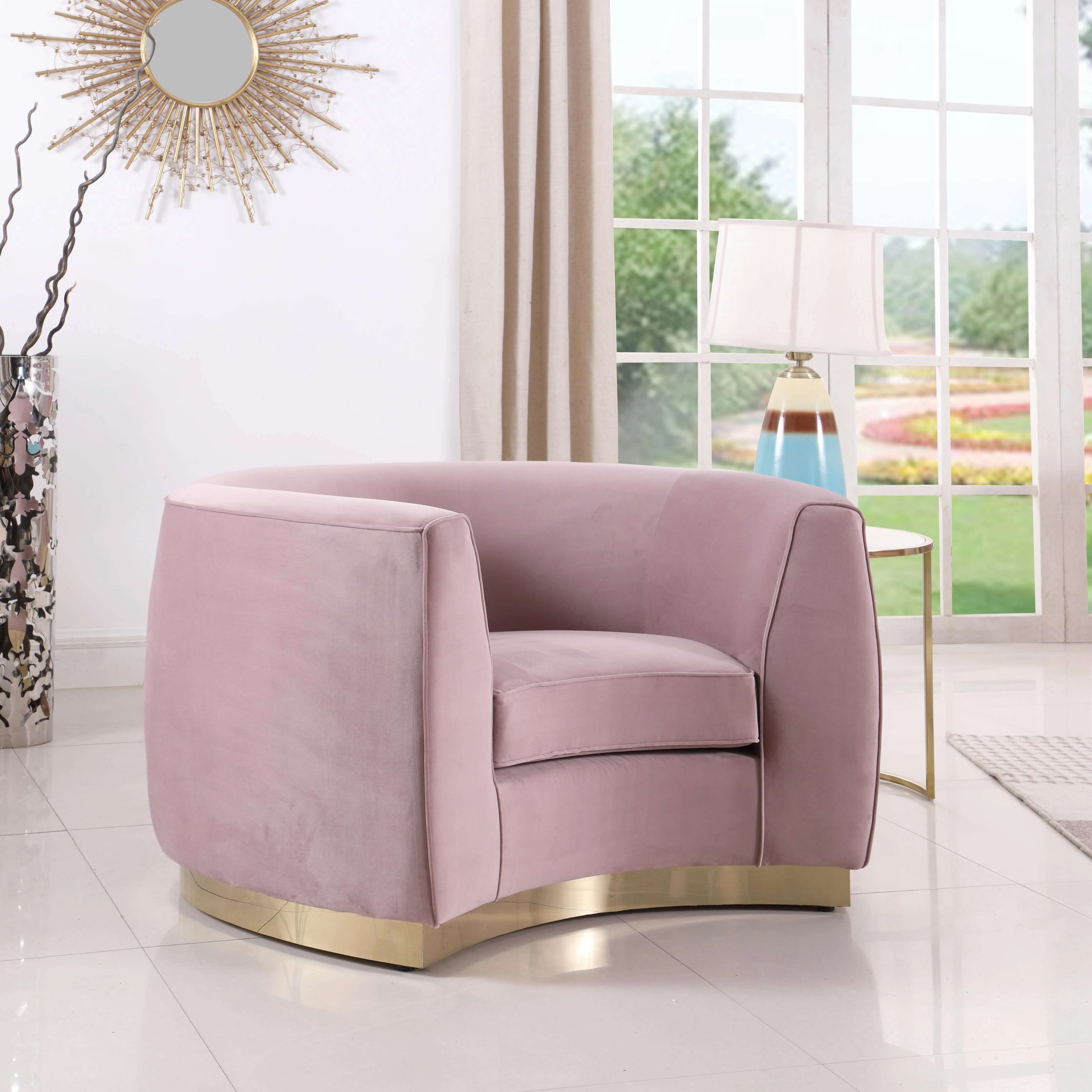 Julian Pink Velvet Chair - Image 2