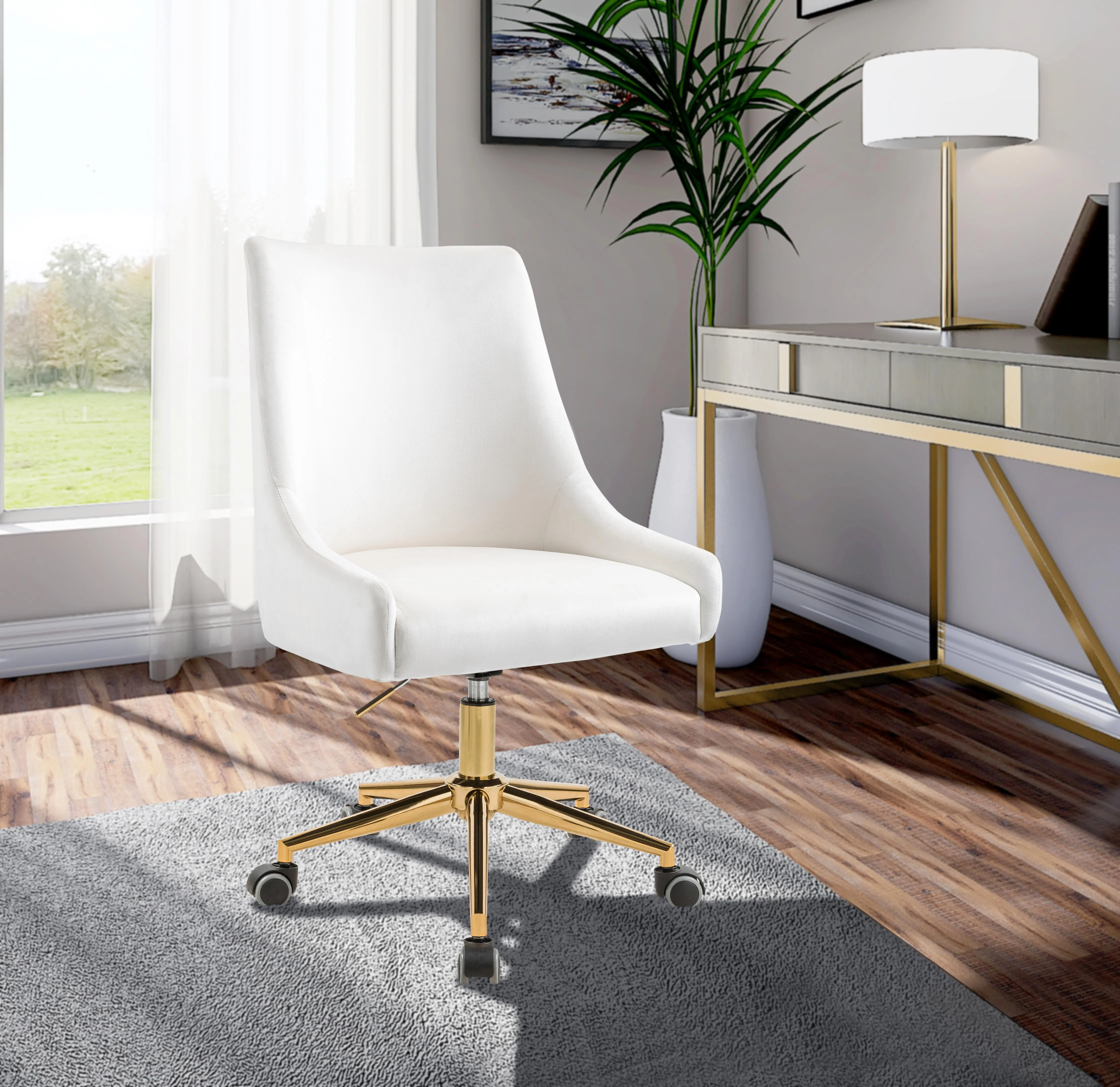 Karina Cream Velvet Office Chair - Image 2
