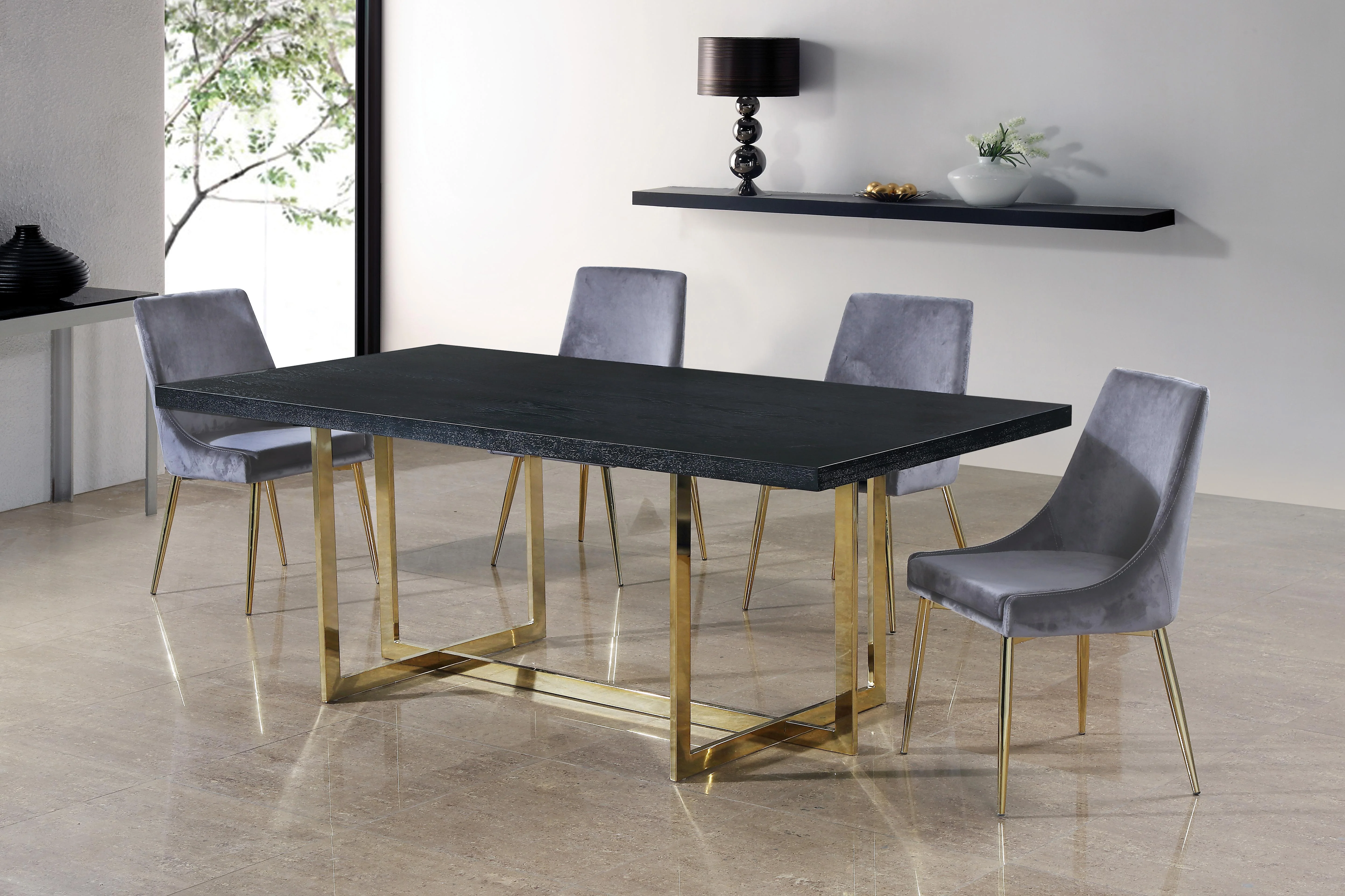 Karina Grey Velvet Dining Chair - Image 5