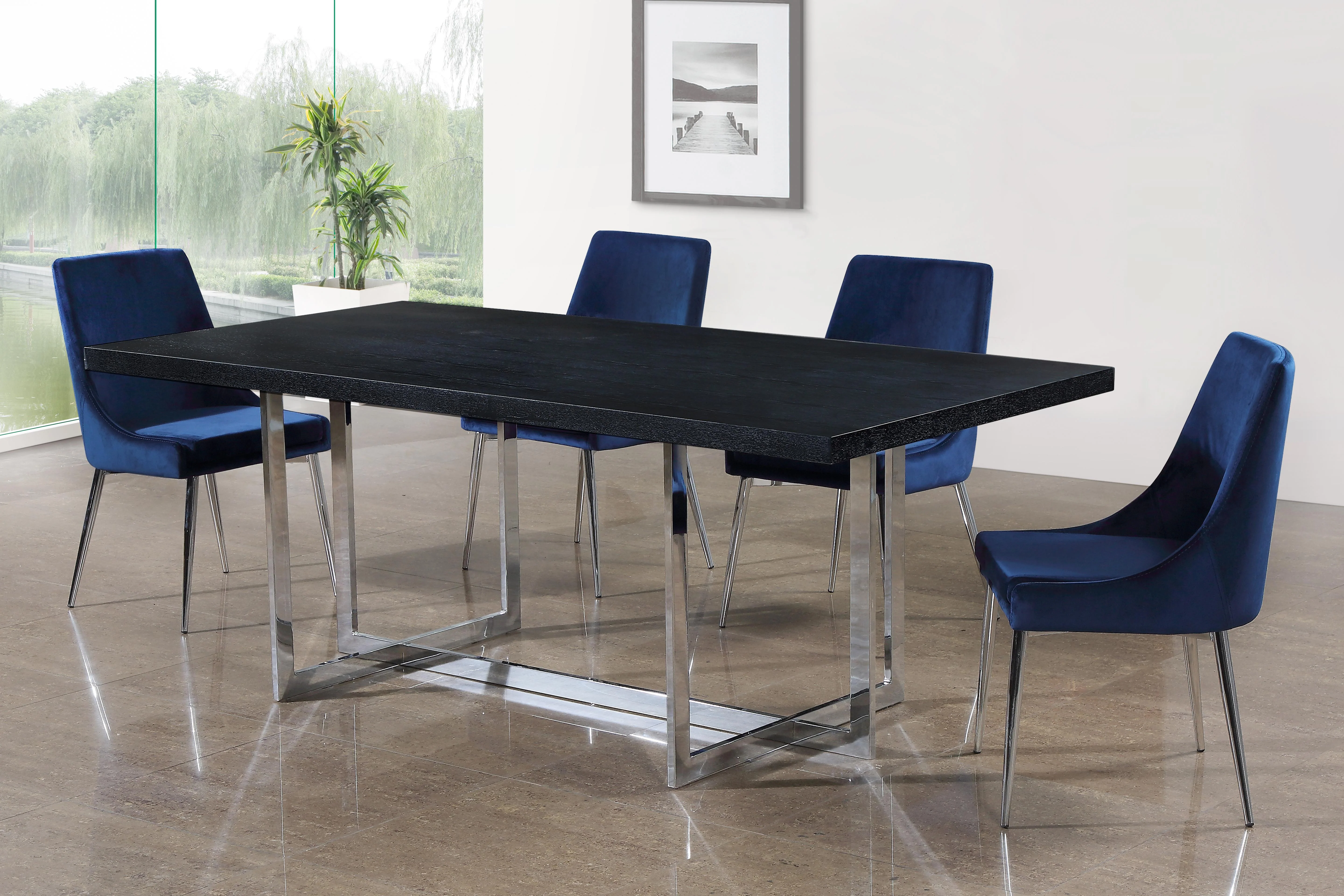Karina Navy Velvet Dining Chair - Image 10
