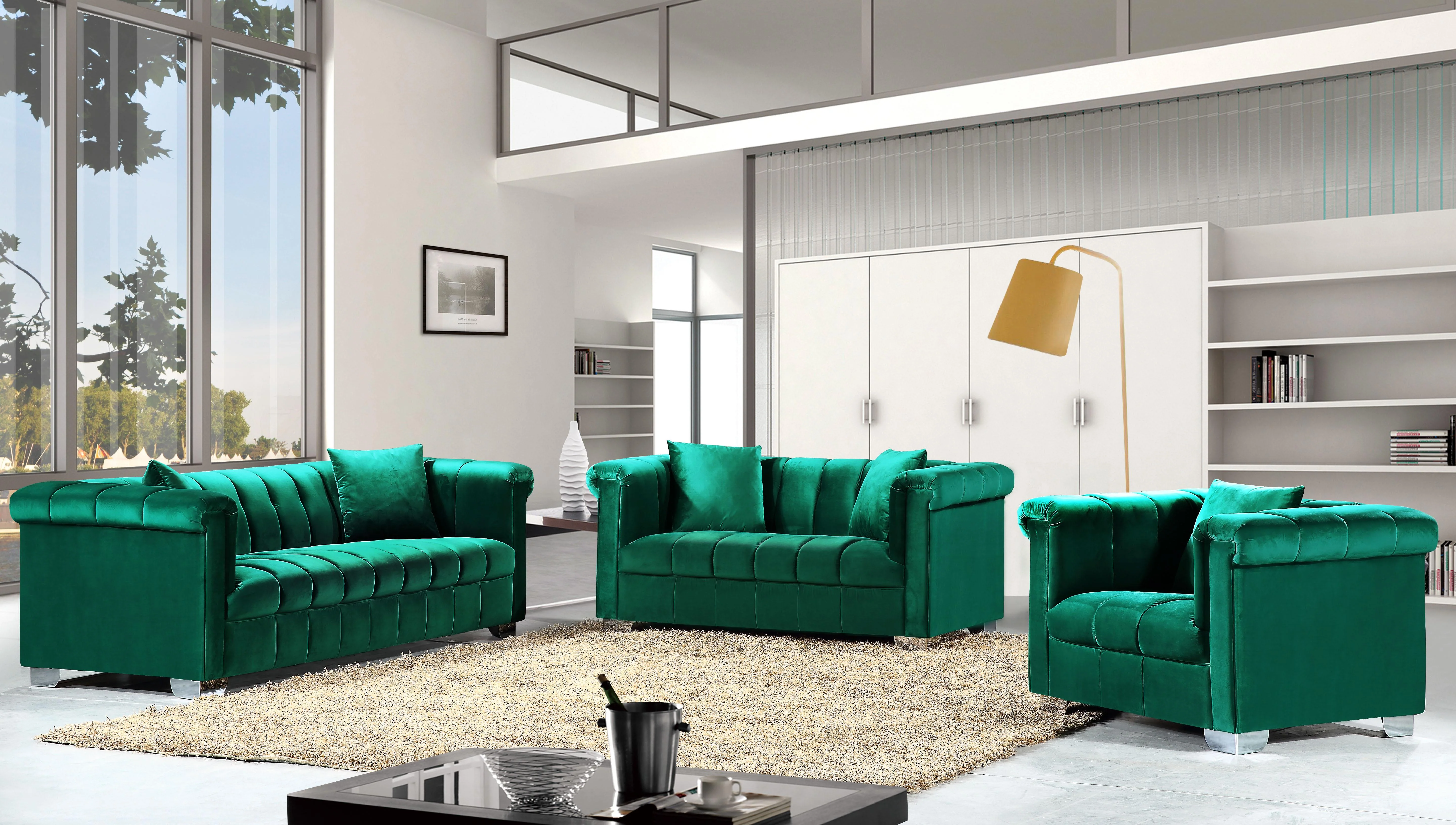 Kayla Green Velvet Sofa - Image 4