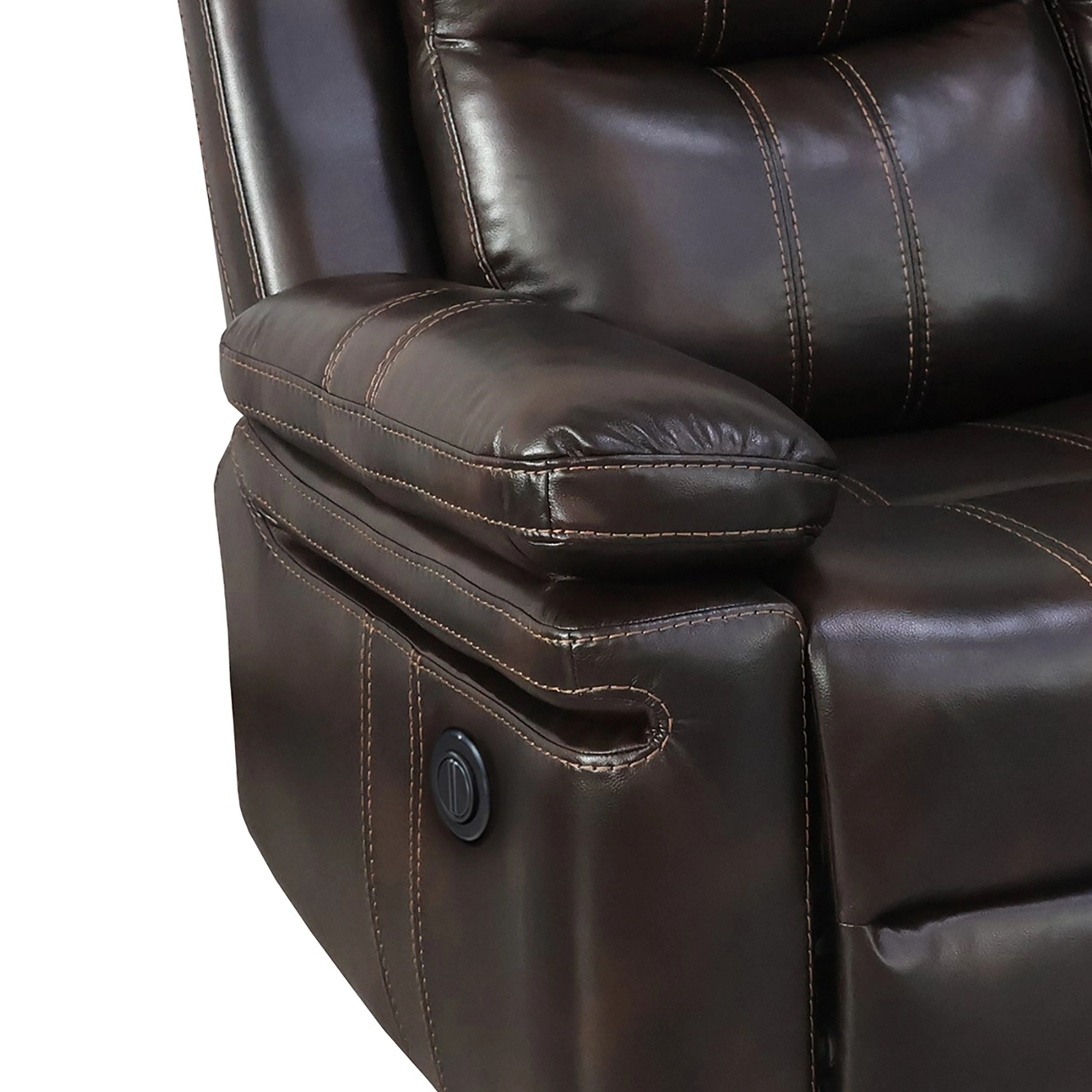Kellen Sofa W/ Drop Down Tray & Pwr Fr-Brown - Image 4