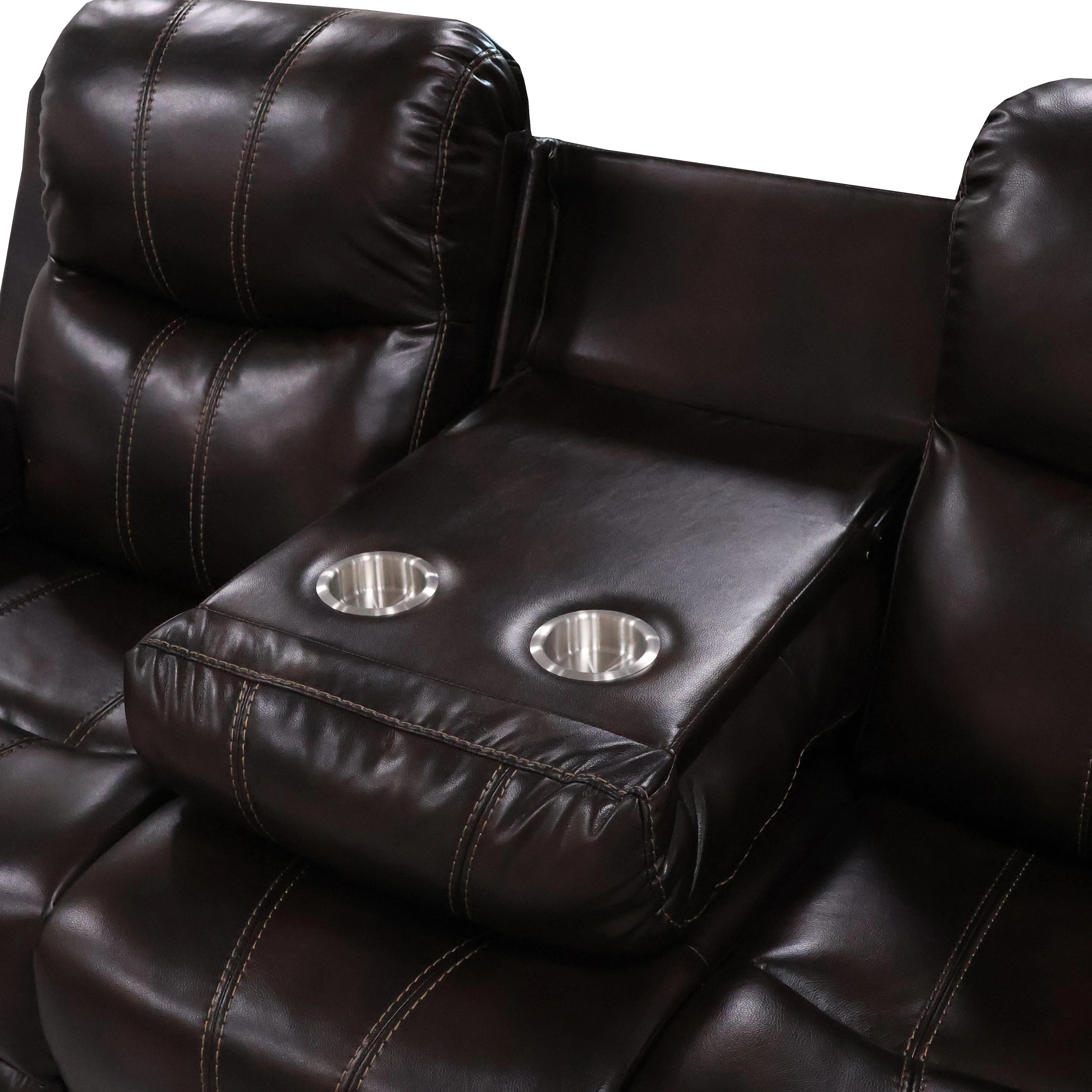 Kellen Sofa W/ Drop Down Tray & Pwr Fr-Brown - Image 6