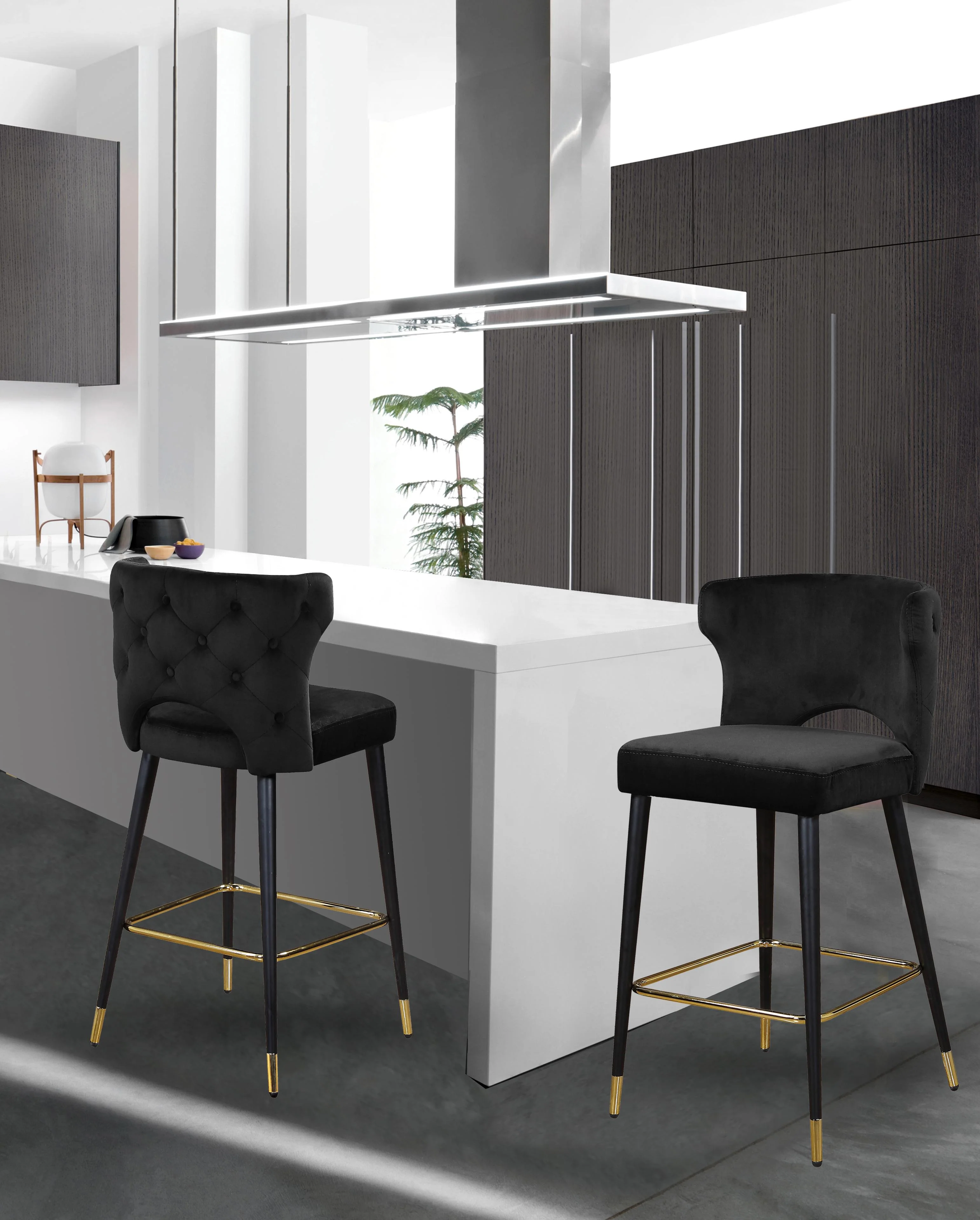 Kelly Black Velvet Stool - Image 5