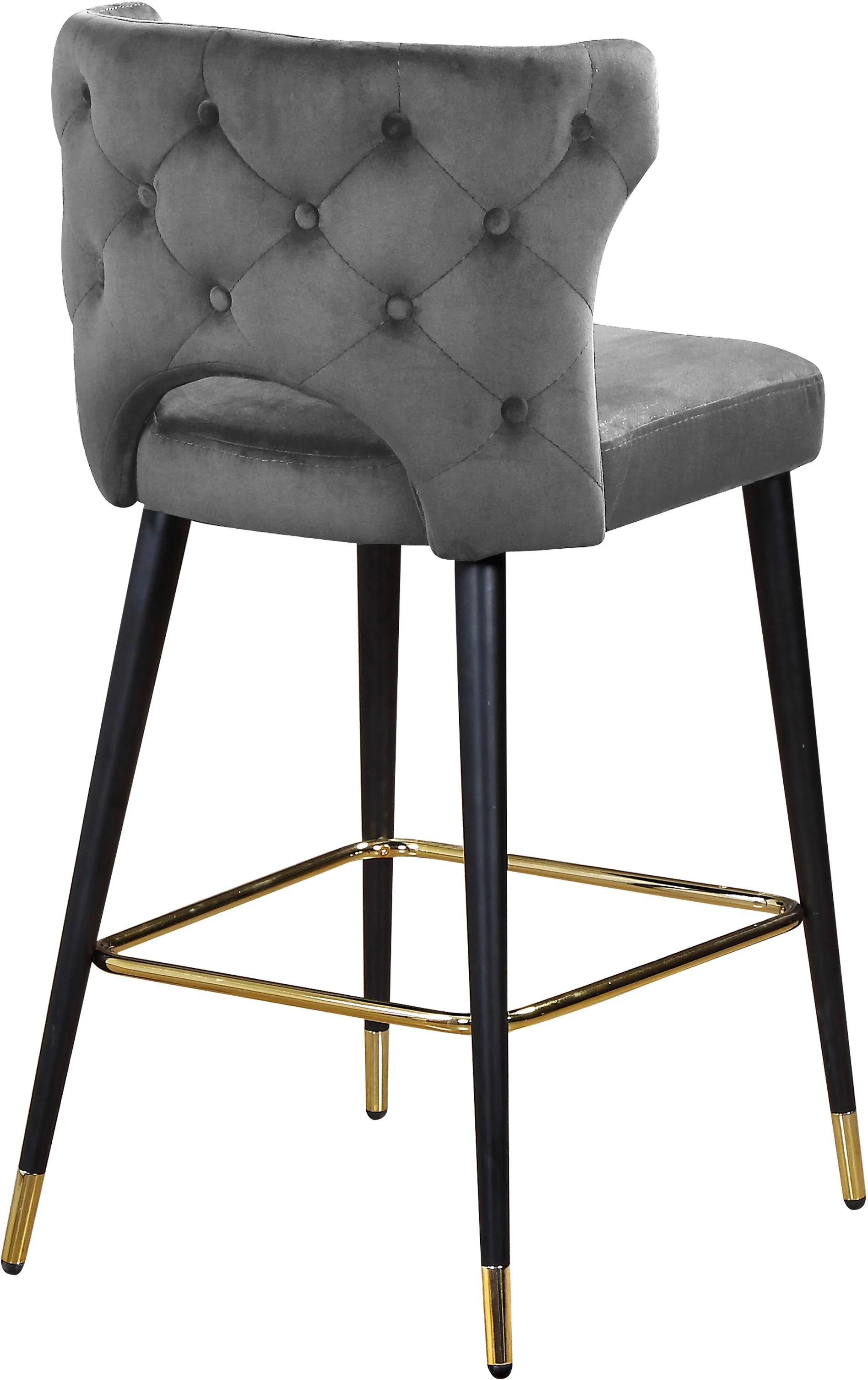 Kelly Grey Velvet Stool - Image 2