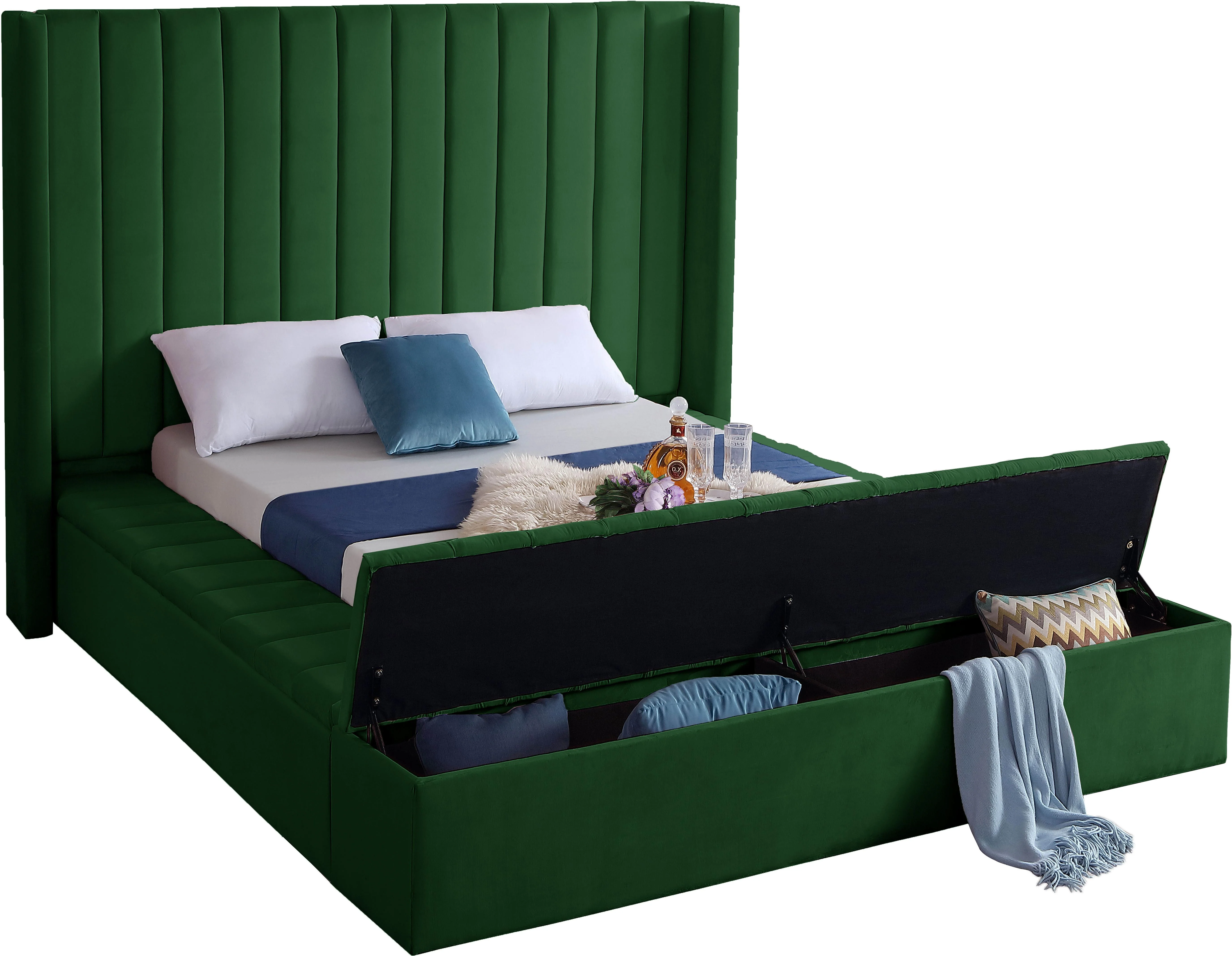 Kiki Green Velvet King Bed (3 Boxes) - Image 2